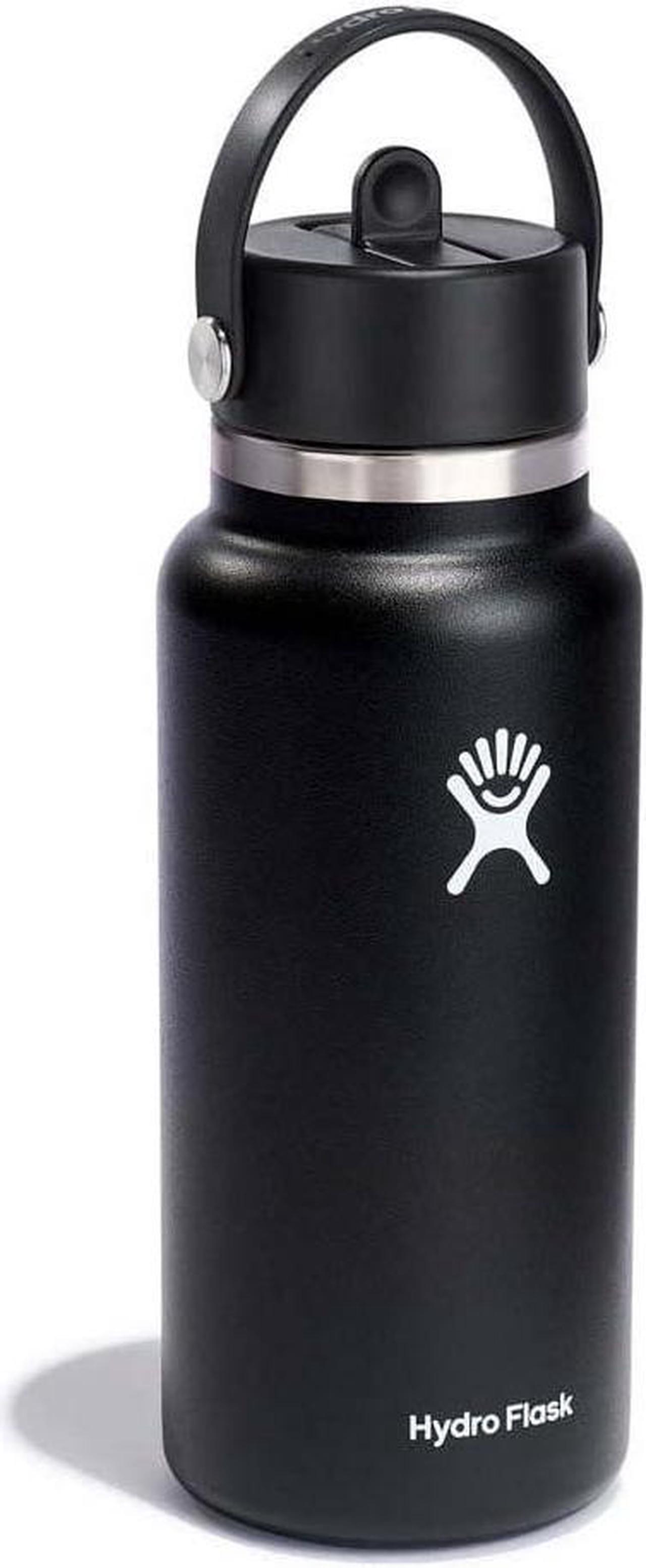 Alt view image 3 of 4 - Hydro Flask 32 Oz Stainless Steel Wide Mouth Water Bottle with Flex Straw Lid, Black