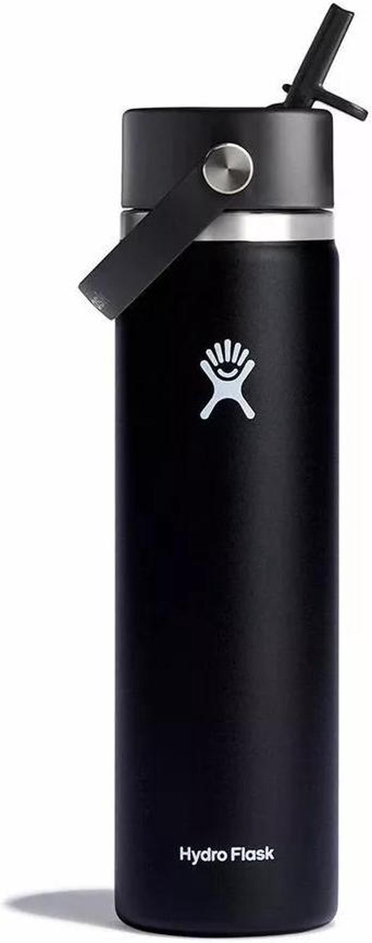 Main image of Hydro Flask Vacuum Insulated Wide Mouth Water Bottle w/Straw Lid, 24 oz - Black