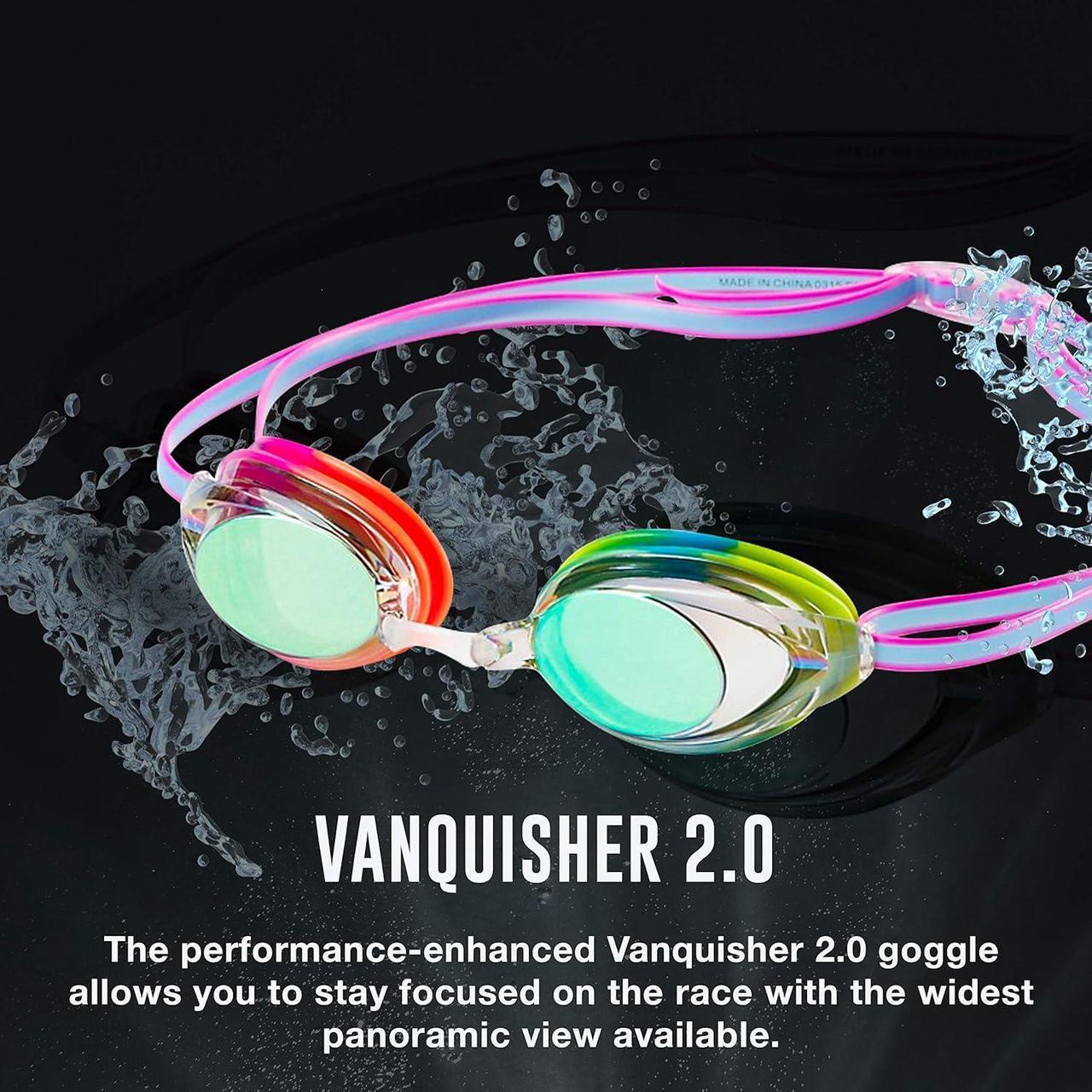 Alt view image 3 of 5 - speedo women's vanquisher 2.0 mirrored swim goggles, panoramic, anti-glare, anti-fog with uv protection