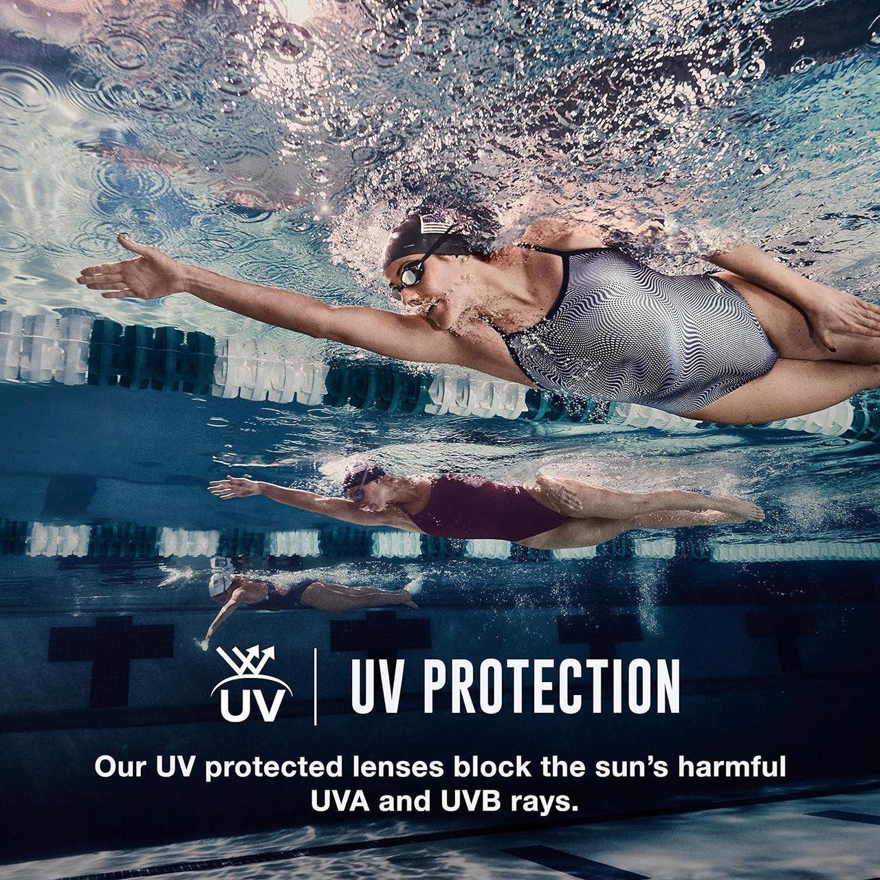 Alt view image 2 of 5 - speedo women's vanquisher 2.0 mirrored swim goggles, panoramic, anti-glare, anti-fog with uv protection