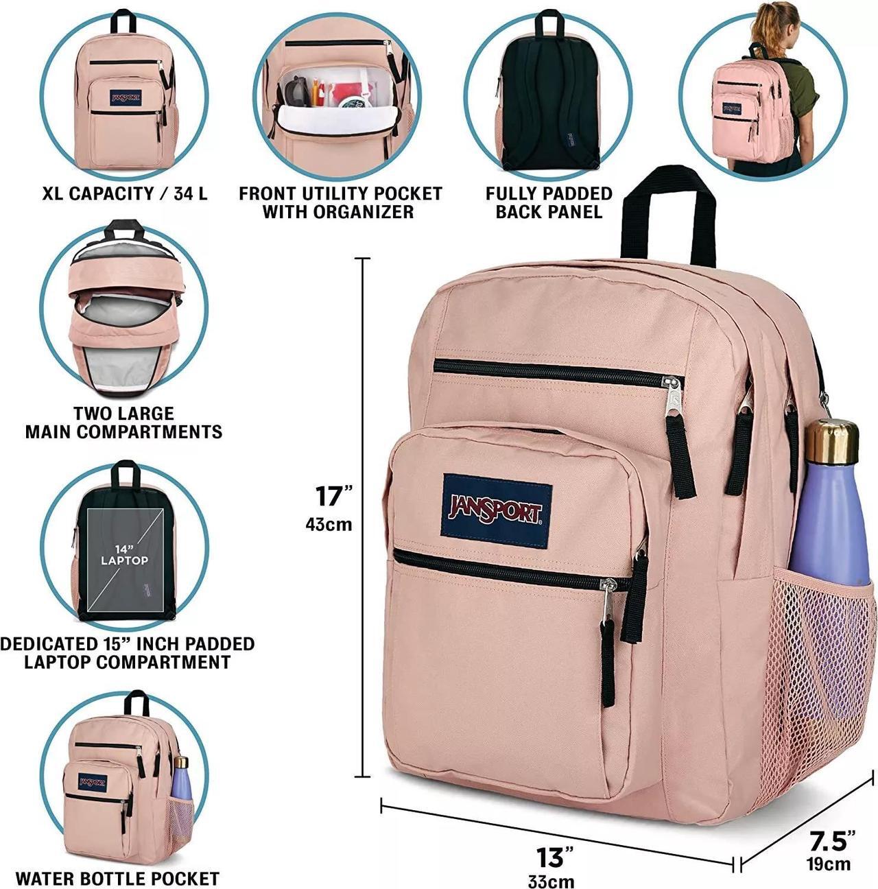 Alt view image 4 of 4 - JanSport Big Student Backpack, Ergonomic Shoulder Straps, 15 Laptop - Navy