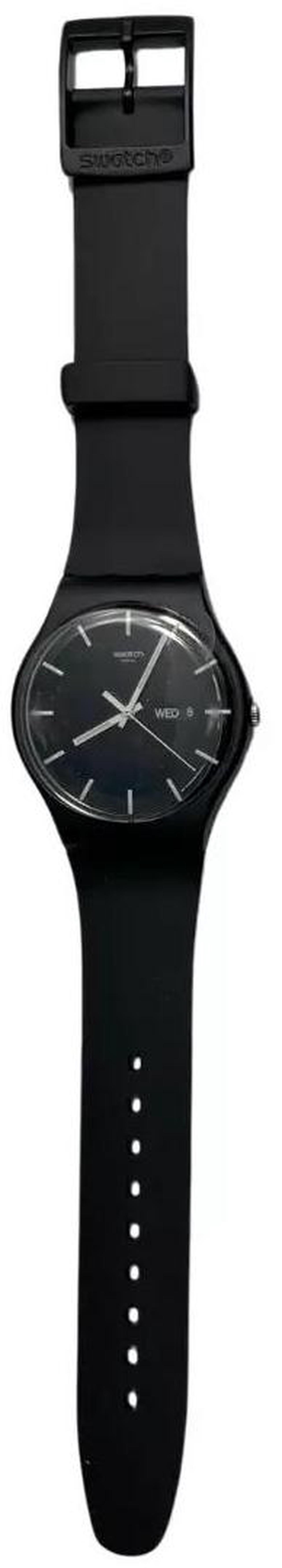 Main image of Swatch Unisex New Gent Mono Black Adjustable Analog Quartz Watch, 41mm