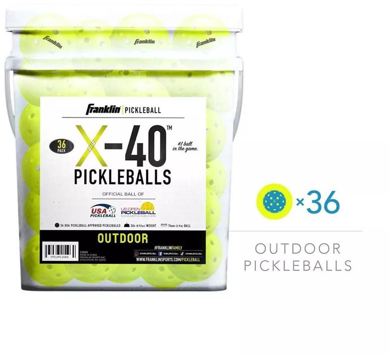 Alt view image 4 of 7 - Franklin Sports 36-Pack X-40 Outdoor Pickleballs, Size Regular, Yellow