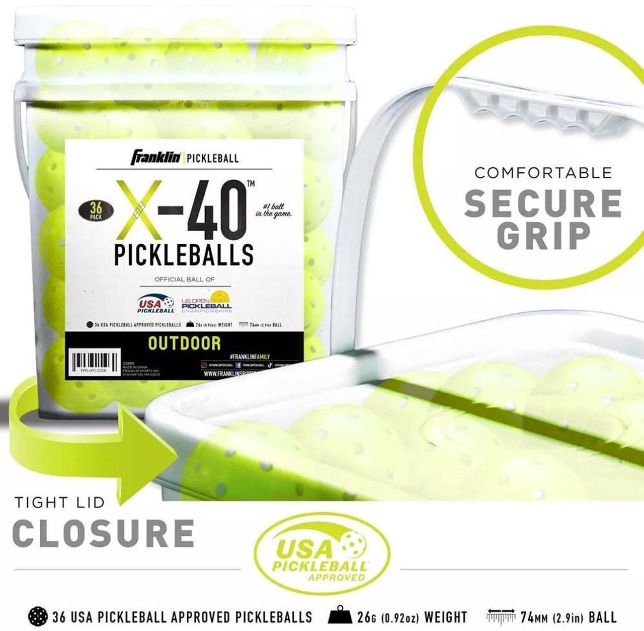 Alt view image 3 of 7 - Franklin Sports 36-Pack X-40 Outdoor Pickleballs, Size Regular, Yellow