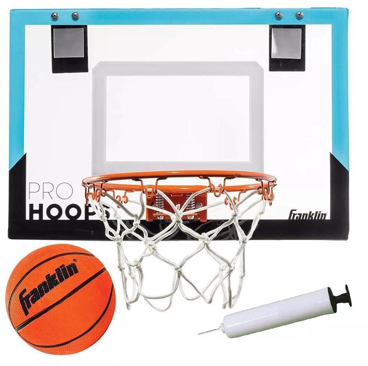 Main image of Franklin Sports 54251 Over The Door Mini Basketball Hoop Set, Black/Blue