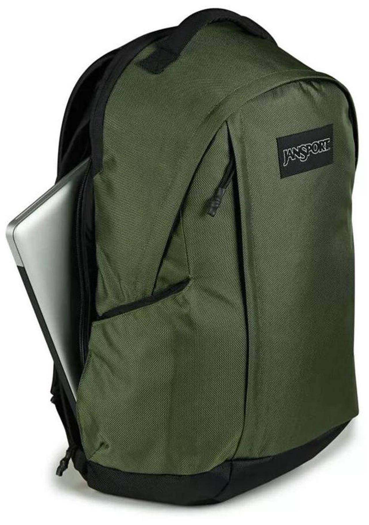 Alt view image 2 of 6 - JanSport Station Backpack with Side Access Padded Laptop Sleeve, Cargo Green