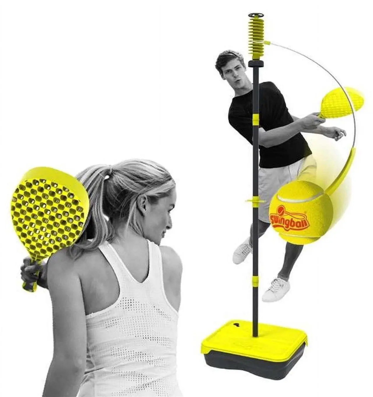 Alt view image 4 of 6 - Swingball Pro All Surface Portable Tether Tennis, Ages 6+, Black/Yellow