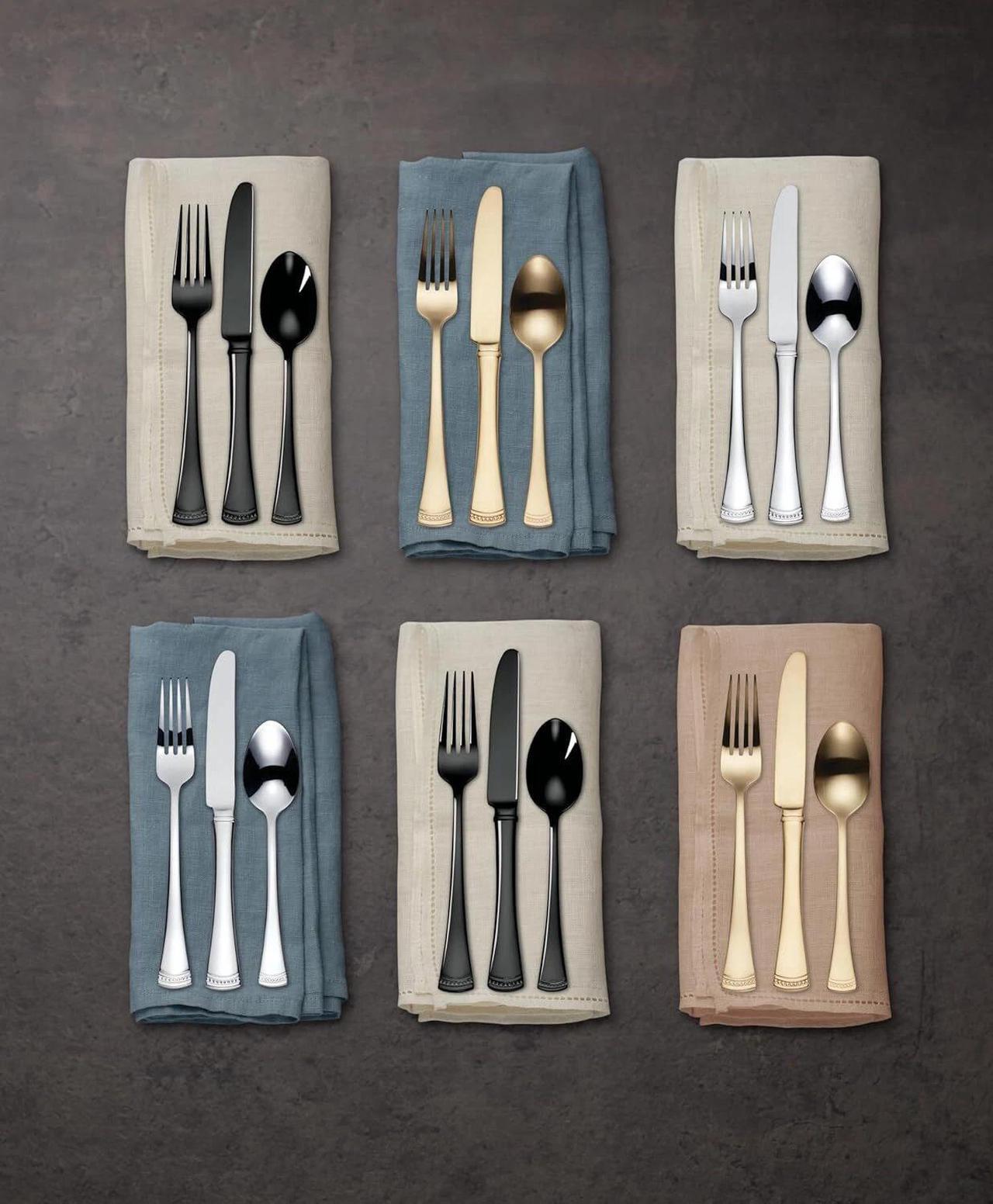Alt view image 4 of 6 - Lenox 893677 Portola 20-Piece Black Flatware Set, Dishwasher safe, Service for 4
