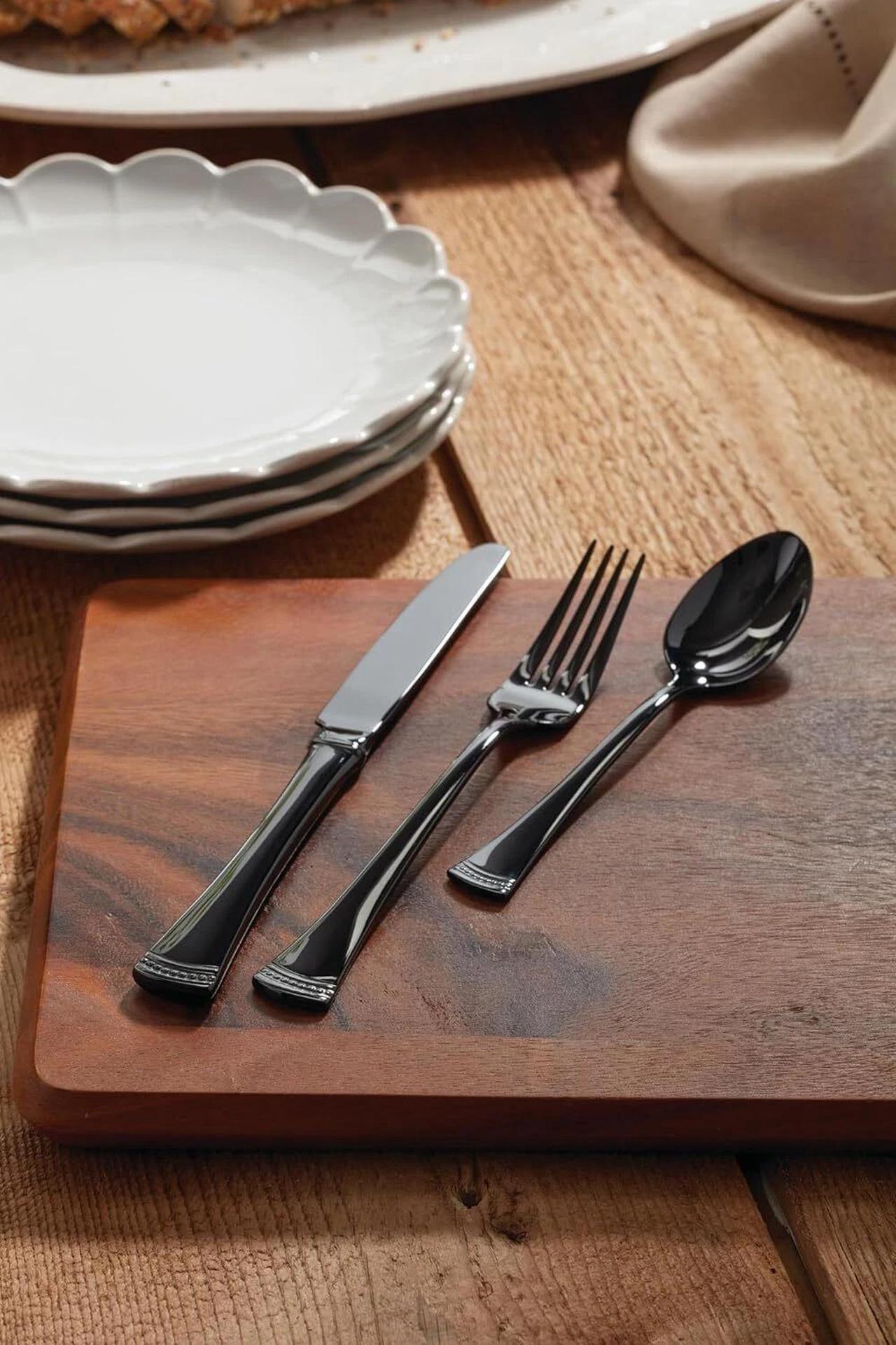 Alt view image 2 of 6 - Lenox 893677 Portola 20-Piece Black Flatware Set, Dishwasher safe, Service for 4