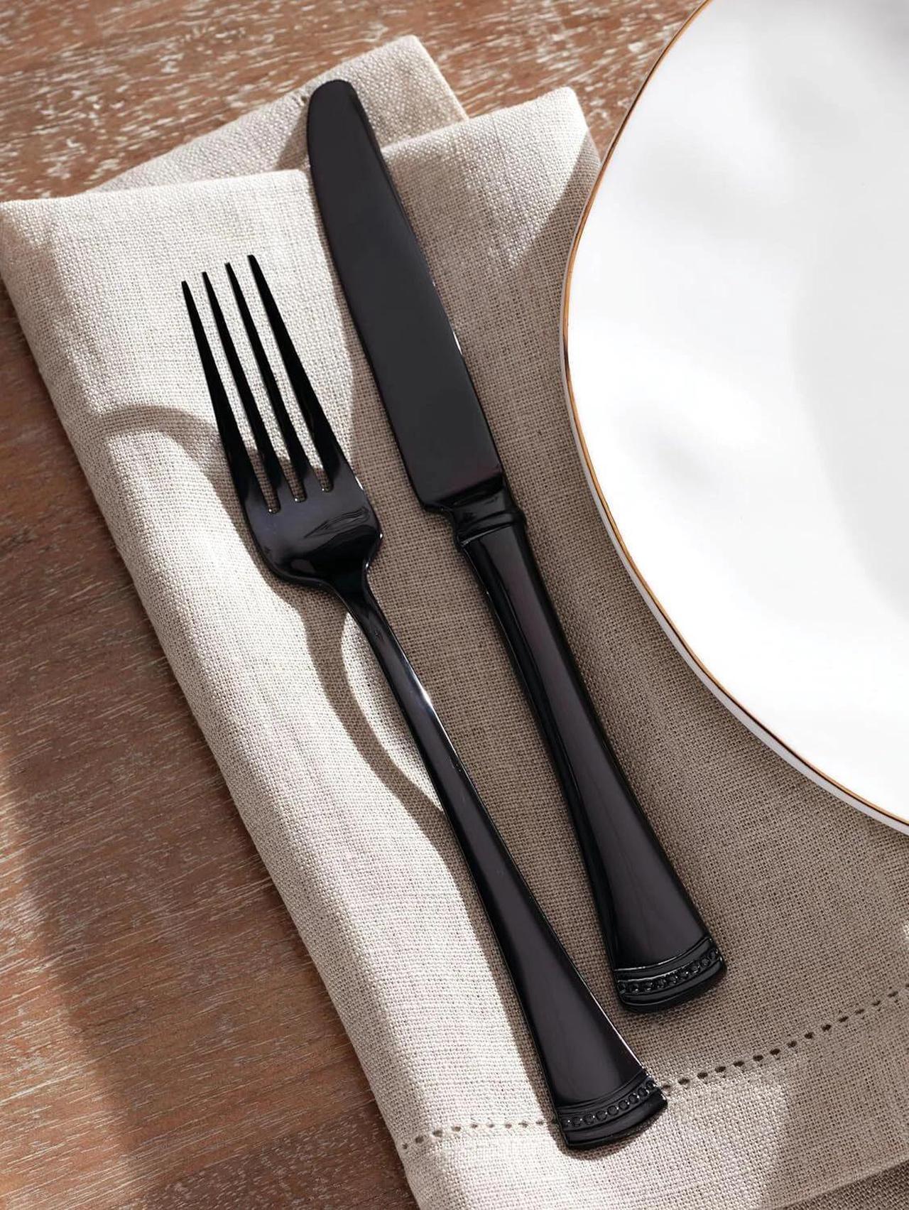 Alt view image 5 of 6 - Lenox 893677 Portola 20-Piece Black Flatware Set, Dishwasher safe, Service for 4