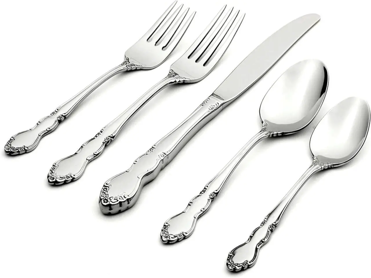 Main image of Oneida Dover 45 Piece Stainless Steel Fine Flatware Set, Service For 8, Silver