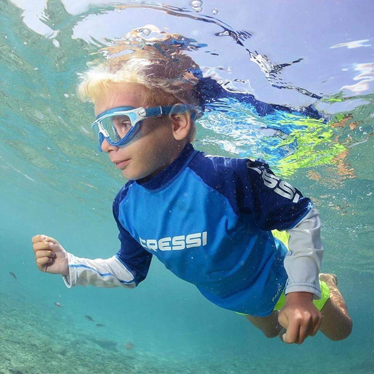 Alt view image 2 of 5 - Cressi Kids Lightweight Baloo Swimming Goggles, Age 2-7 years, Blue/White