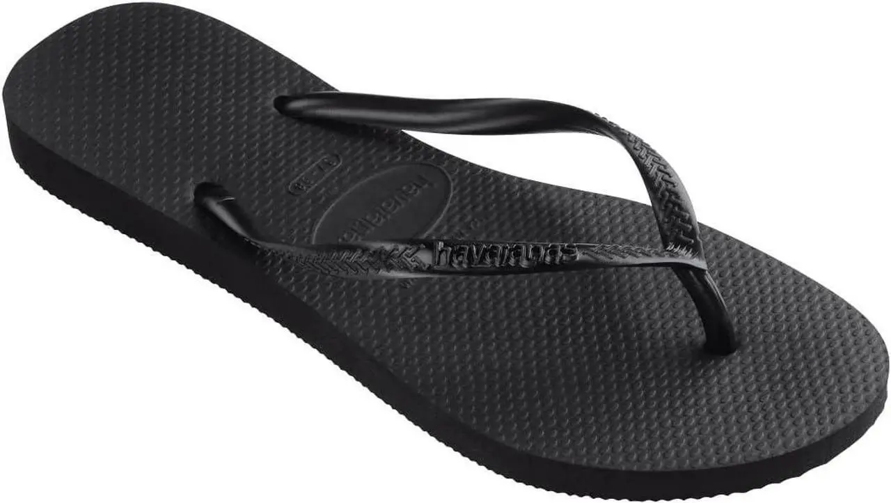 Main image of Havaianas Unisex Comfortable Slim Rubber Flip Flop, Black, Size 39/40