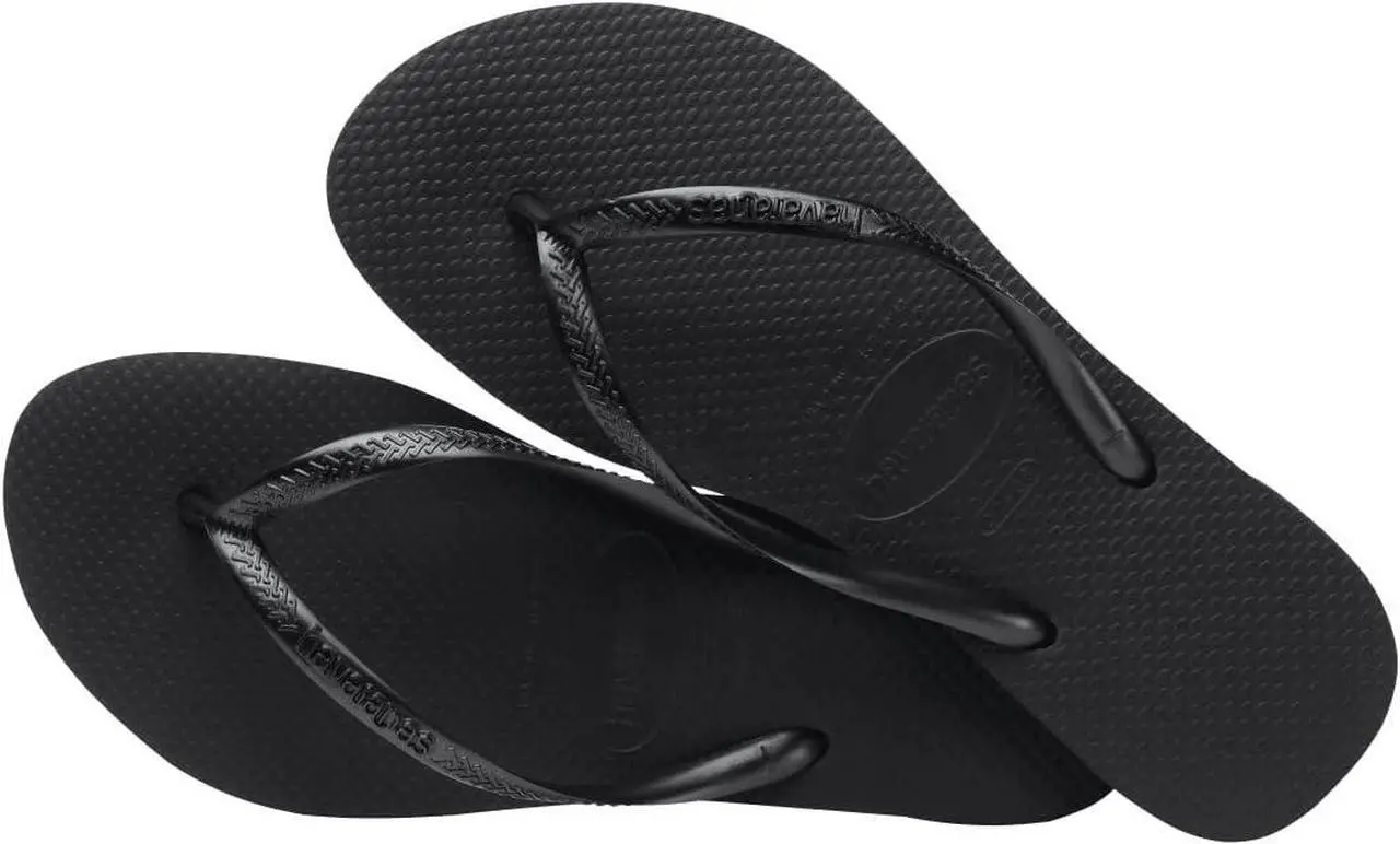 Alt view image 5 of 5 - Havaianas Unisex Comfortable Slim Rubber Flip Flop, Black, Size 39/40