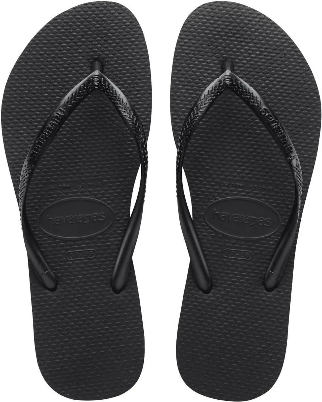 Alt view image 2 of 5 - Havaianas Unisex Comfortable Slim Rubber Flip Flop, Black, Size 39/40