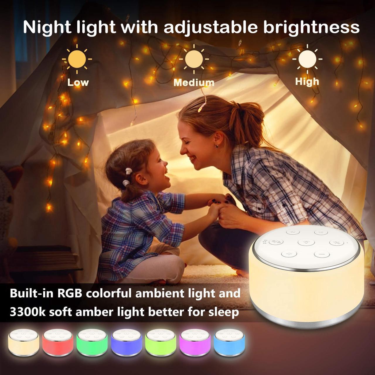 Alt view image 4 of 7 - White Noise Machine for Sleeping Baby - Kids Portable Sound Machine with Night Light, USB Rechargeable, 34 Soothing Noises, Auto-Off Timer, Sleep Machine for Adults Babies Lullaby Travel Home