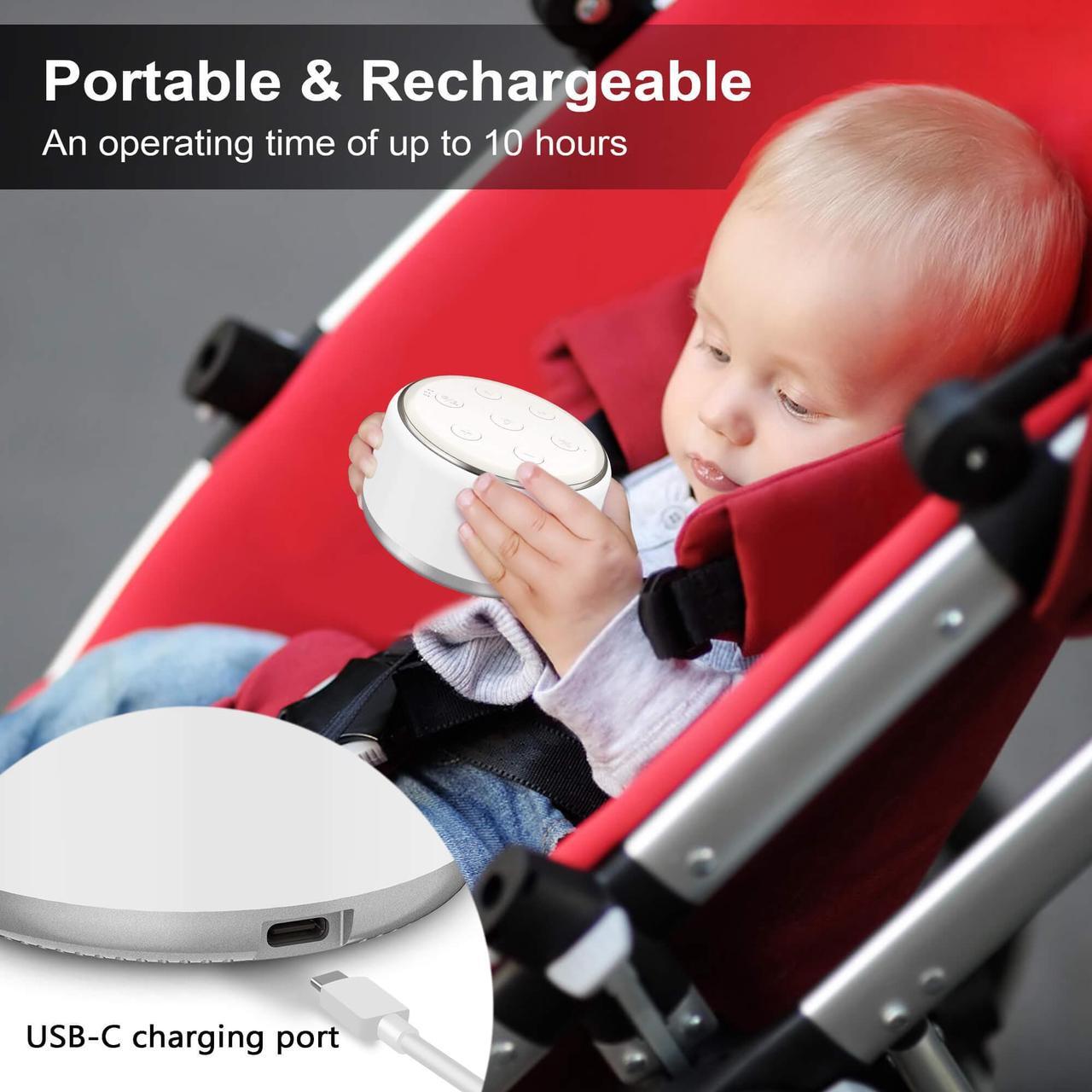 Alt view image 5 of 7 - White Noise Machine for Sleeping Baby - Kids Portable Sound Machine with Night Light, USB Rechargeable, 34 Soothing Noises, Auto-Off Timer, Sleep Machine for Adults Babies Lullaby Travel Home