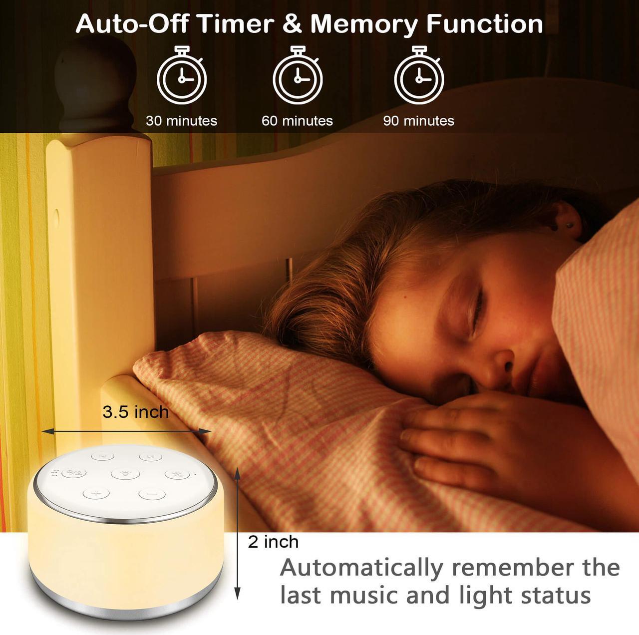 Alt view image 6 of 7 - White Noise Machine for Sleeping Baby - Kids Portable Sound Machine with Night Light, USB Rechargeable, 34 Soothing Noises, Auto-Off Timer, Sleep Machine for Adults Babies Lullaby Travel Home