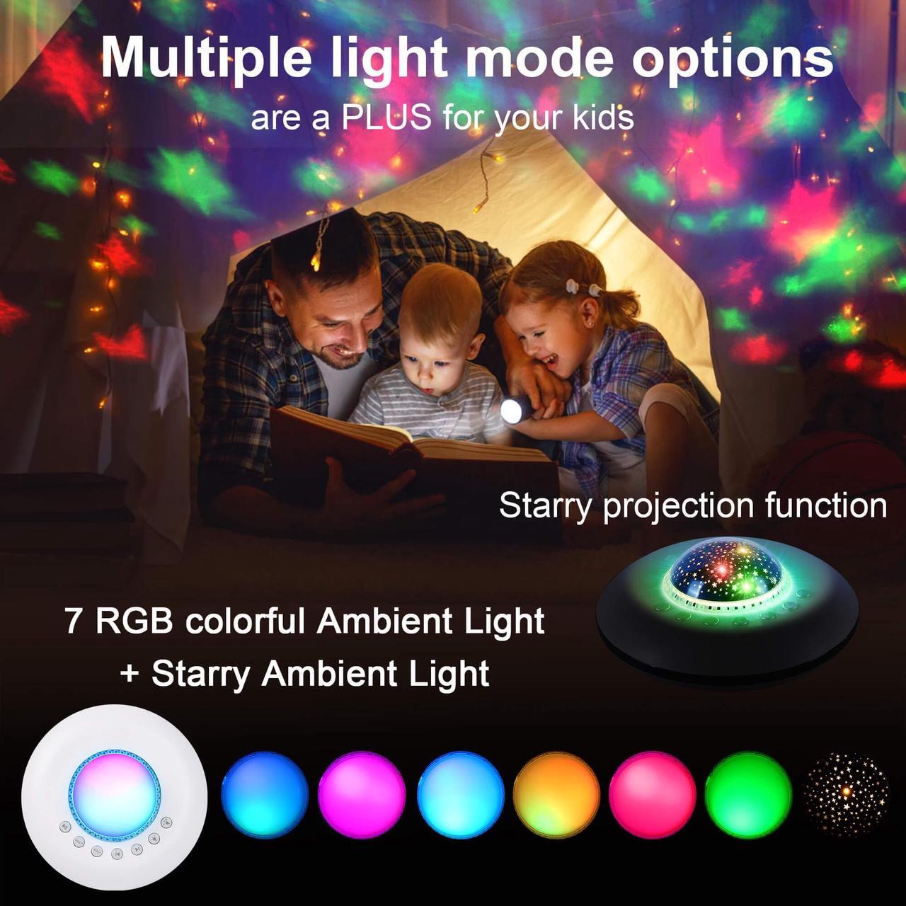Alt view image 4 of 6 - White Noise Machine for Sleeping Baby  Portable Sound Machines with 7 Starry Ambient Night Light, 28 Soothing Sounds Sleep Noise Maker Ideal Gifts for Kids Adult Bedside Travel Nursery Camping