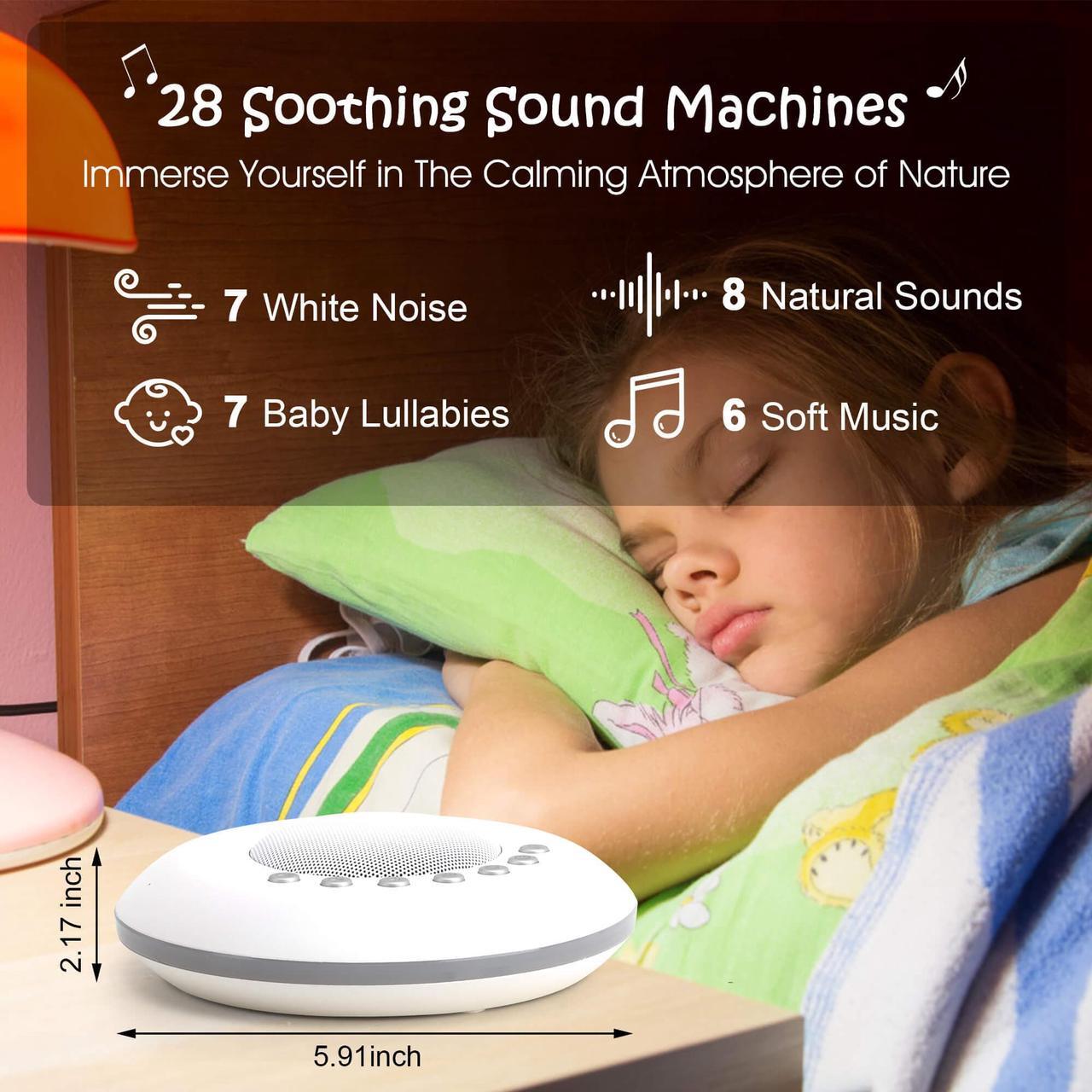 Alt view image 3 of 3 - White Noise Sound Machine for Sleeping - 28 Relaxing Soothing Sleep Sounds Machine, Auto Off Timer, USB Rechargeable, Portable Noise Machines for Home Office Nursery Travel Camping Apartment Bedroom