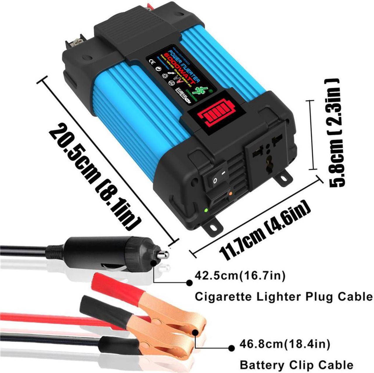 Alt view image 3 of 7 - 6000W Peak Power Power Inverter DC 12V to 110V AC Car Inverter Dual USB Fast Charging LED Display