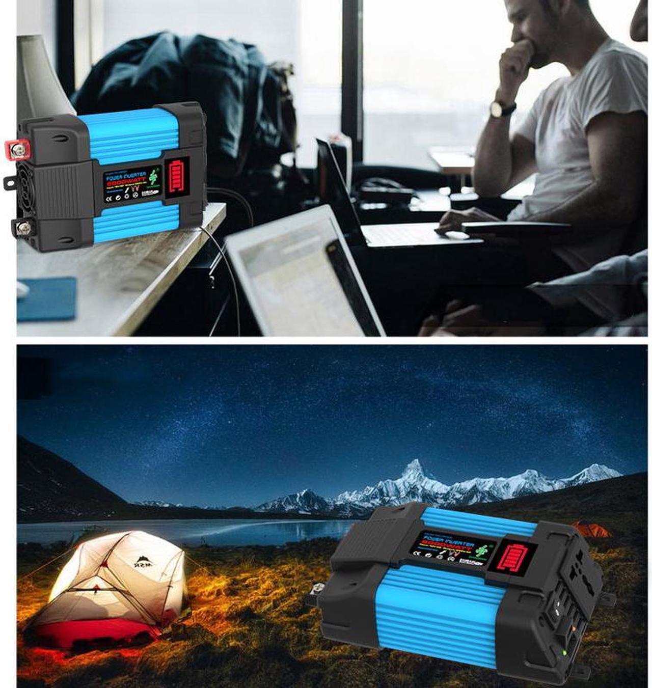 Alt view image 4 of 7 - 6000W Peak Power Power Inverter DC 12V to 110V AC Car Inverter Dual USB Fast Charging LED Display