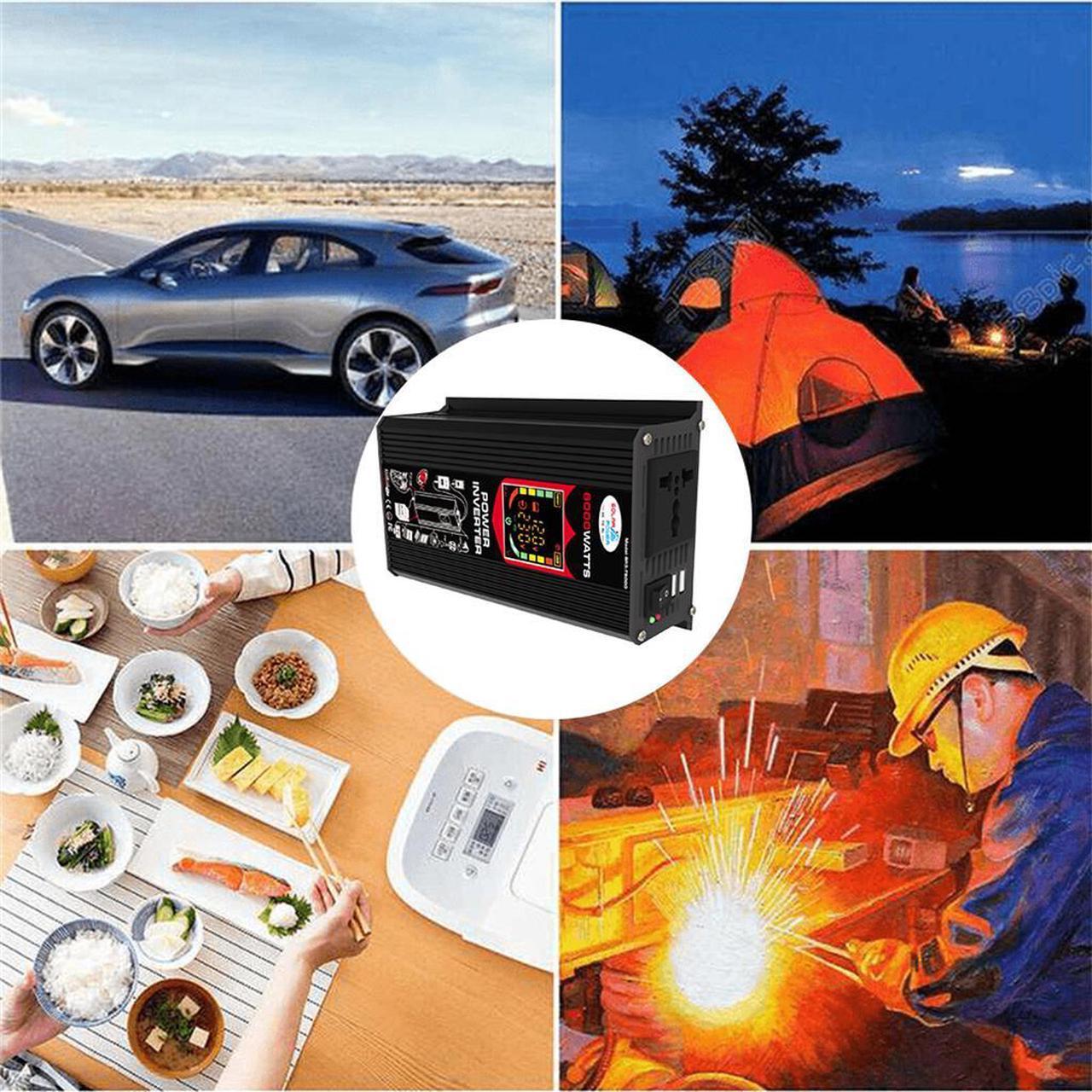 Alt view image 7 of 7 - 6000W Peak power (500W rated power)  Car Power Inverter with 2 USB ports and AC outlet LCD display