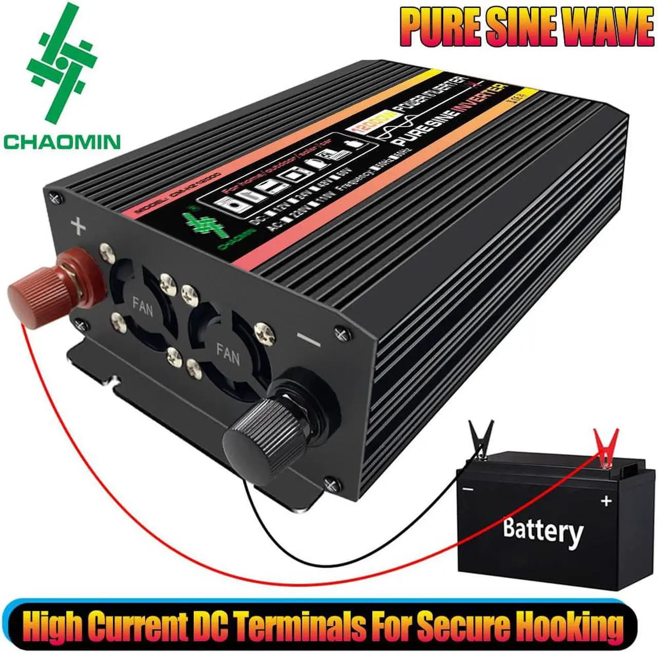 Alt view image 3 of 7 - 12000 watts power inverter pure sine wave dc 12v to 110v ac car inverter