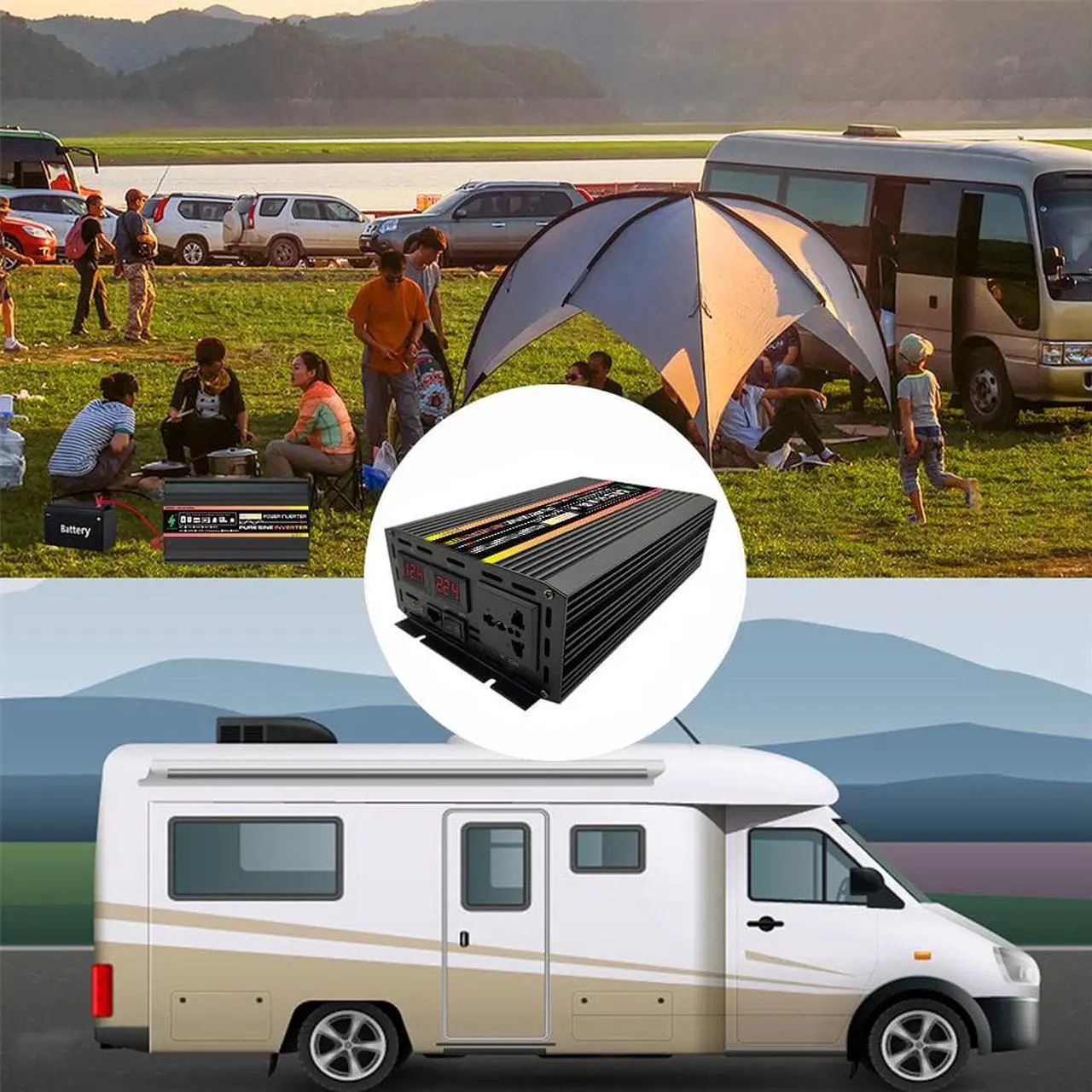 Alt view image 7 of 7 - 12000 watts power inverter pure sine wave dc 12v to 110v ac car inverter
