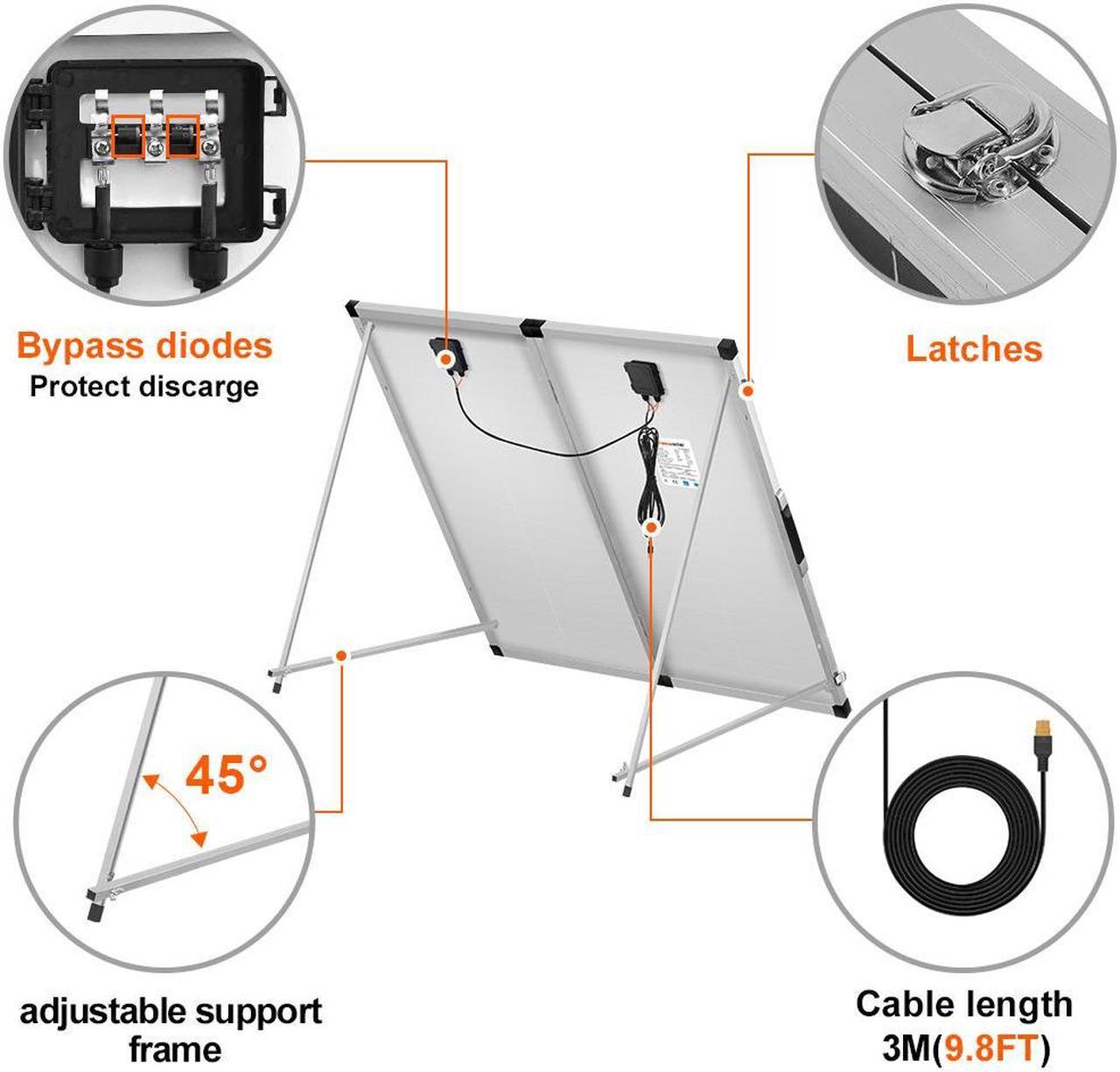Alt view image 4 of 5 - DOKIO Portable Foldable 150W 18v Solar Suitcase Monocrystalline, Folding Solar Panel Kit with Controller to Charge 12 Volts Batteries (AGM Lead/Acid Types Vented Gel) RV Camping Boat