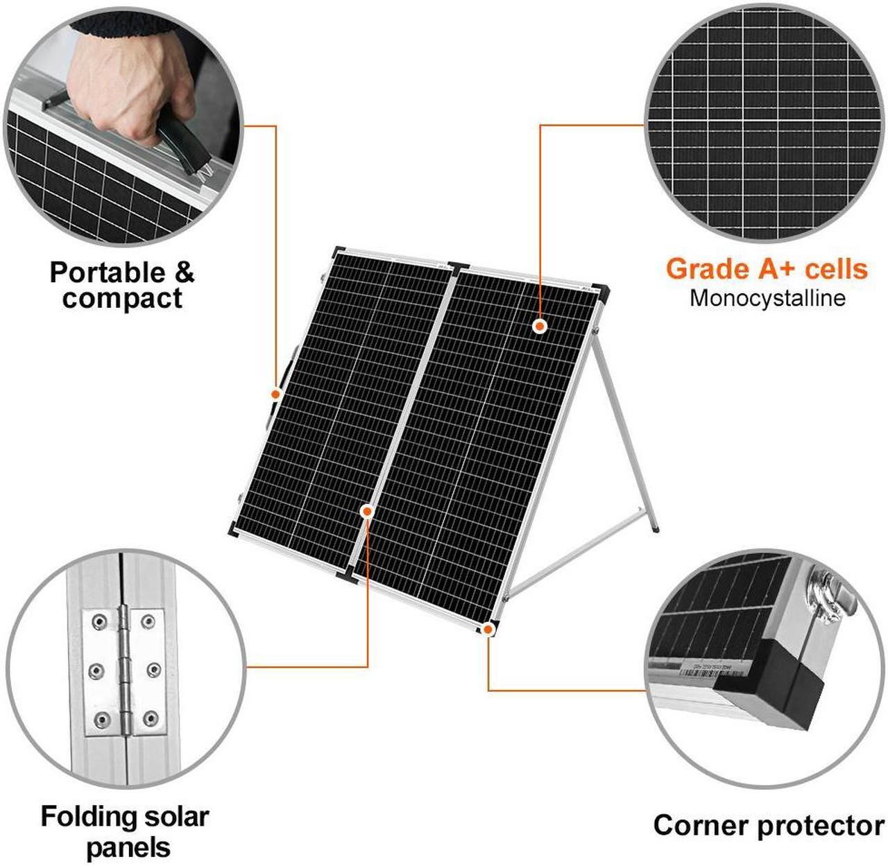Alt view image 5 of 5 - DOKIO Portable Foldable 150W 18v Solar Suitcase Monocrystalline, Folding Solar Panel Kit with Controller to Charge 12 Volts Batteries (AGM Lead/Acid Types Vented Gel) RV Camping Boat