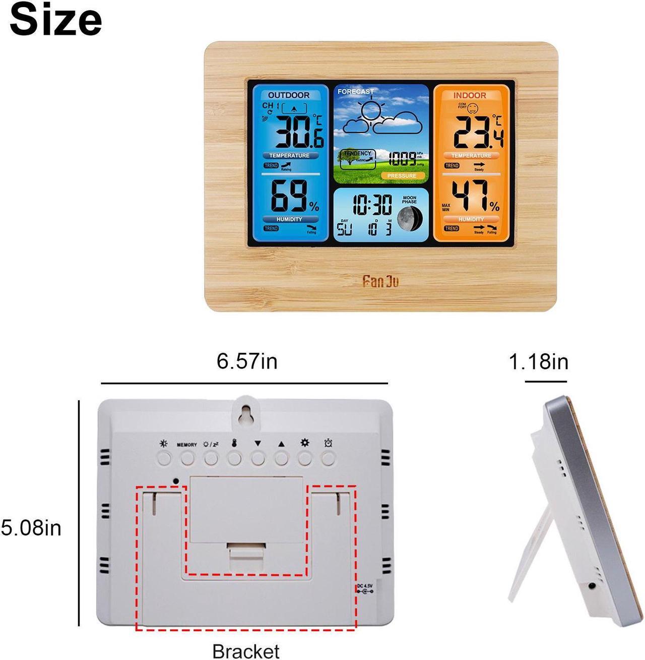 Alt view image 6 of 7 - Digital LCD Indoor Outdoor Weather Station Alarm Clock - Calendar Thermometer Weather Forecast Station (Yellow)
