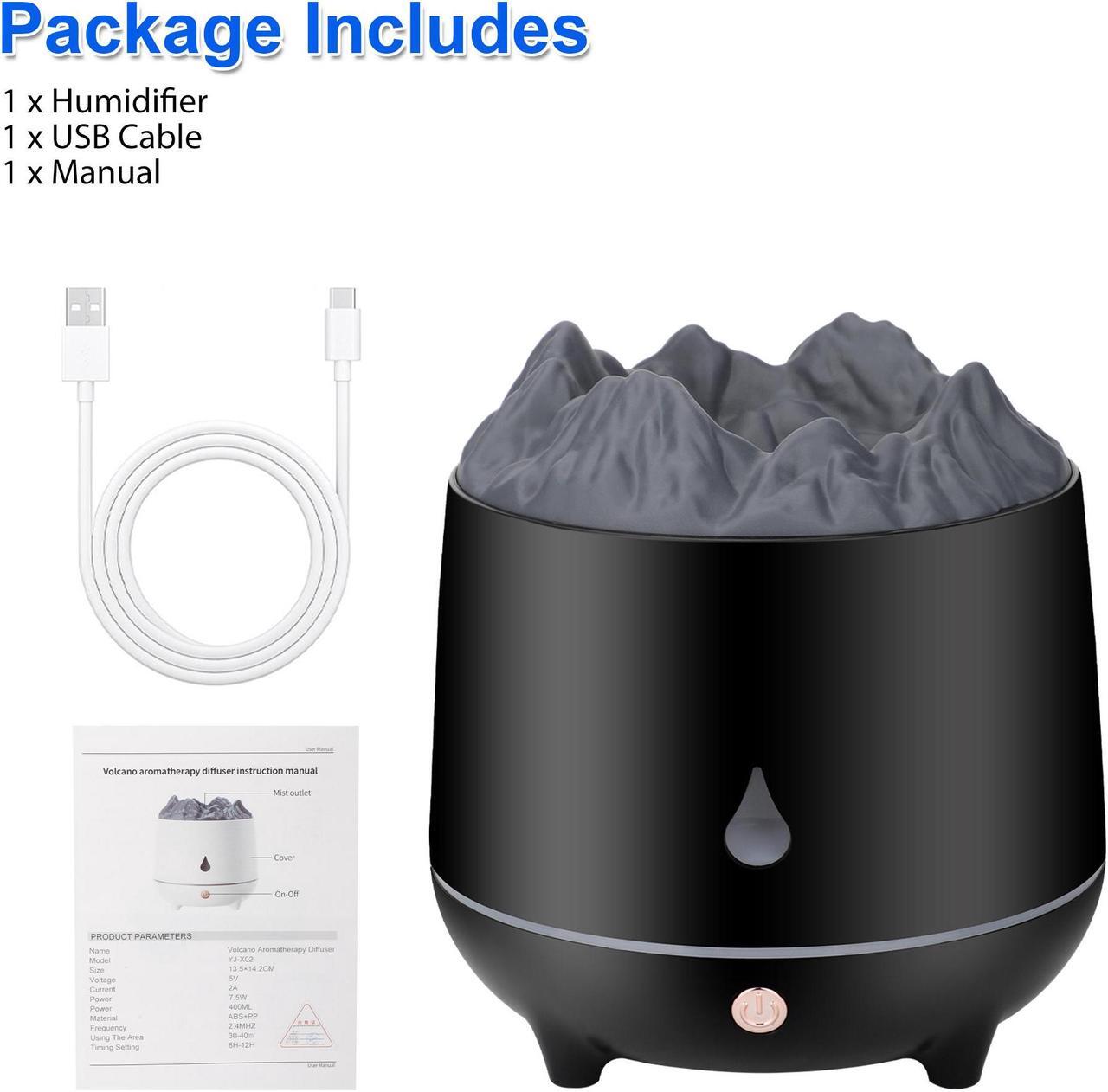 Alt view image 7 of 7 - 3D Flame LED Light Air Humidifier - 400ml Air Humidifier Essential Oil Diffuser with Flame Effect for Home, Office, Spa, Gym (BlacK)
