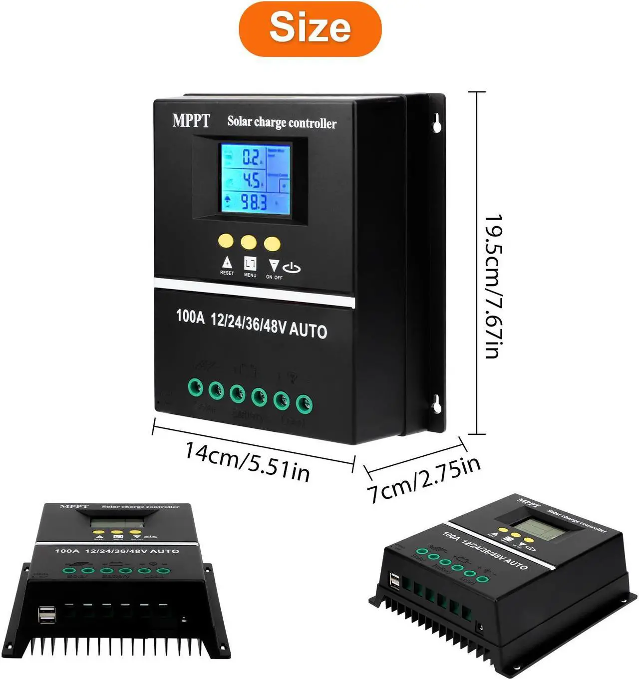 Alt view image 6 of 7 - 100A MPPT Solar Panel Kit - PV Regulator Charge Controller Auto Focus 12/24/36/48V Solar Controller