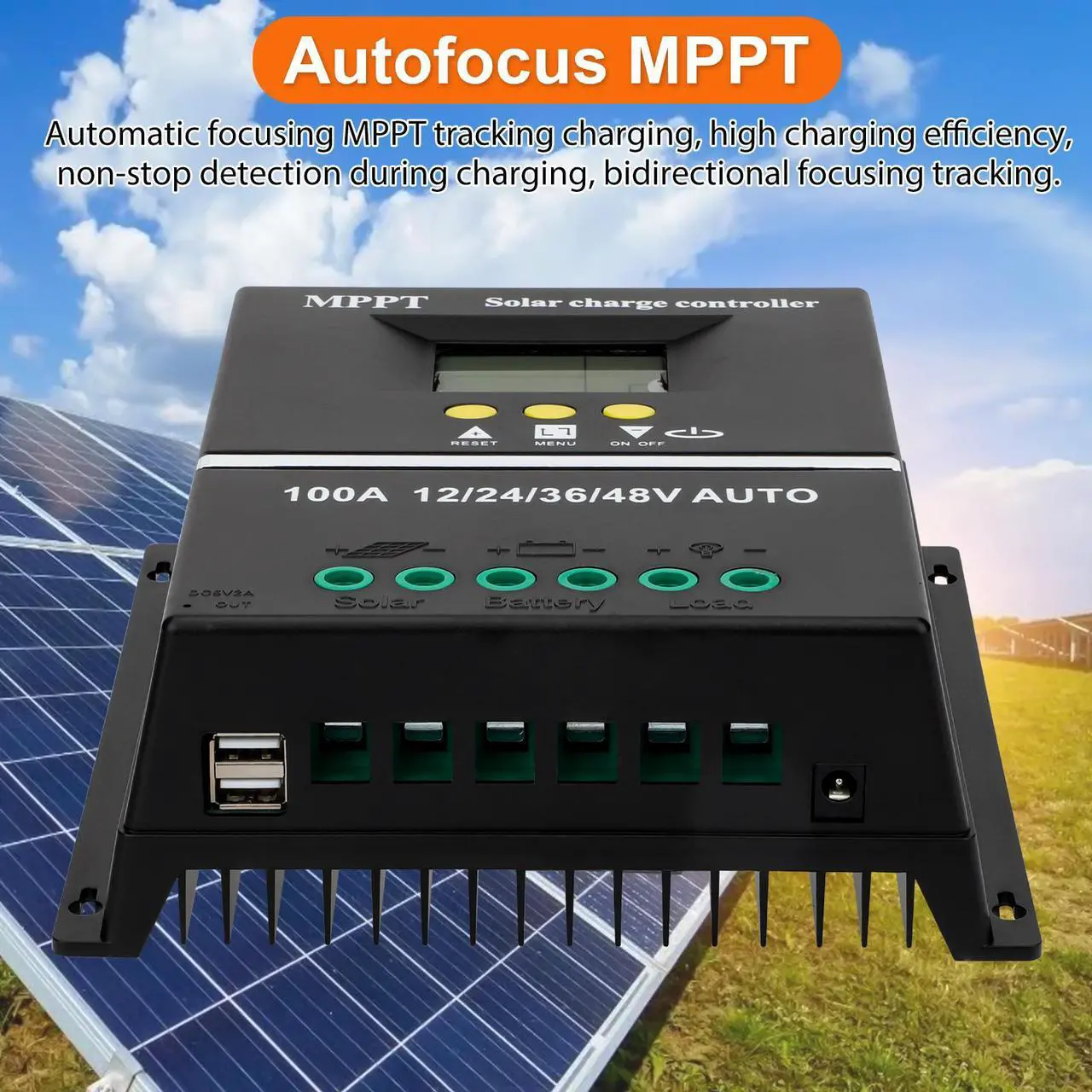 Alt view image 2 of 7 - 100A MPPT Solar Panel Kit - PV Regulator Charge Controller Auto Focus 12/24/36/48V Solar Controller