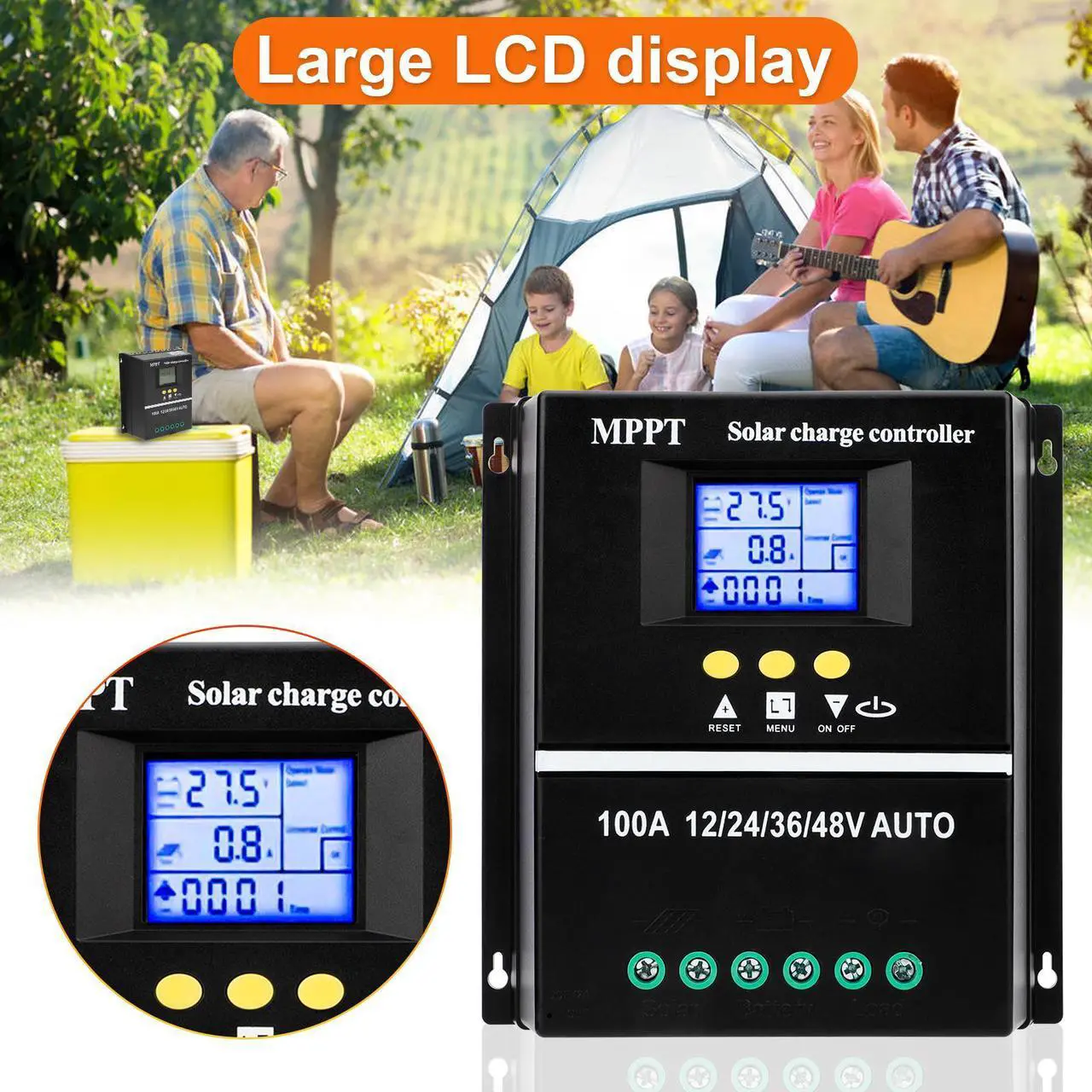 Alt view image 4 of 7 - 100A MPPT Solar Panel Kit - PV Regulator Charge Controller Auto Focus 12/24/36/48V Solar Controller