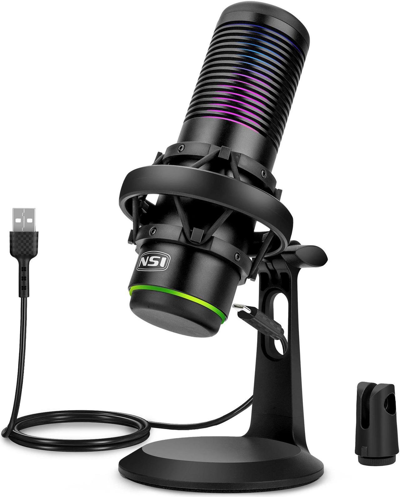 Main image of NSI USB Condenser Gaming Microphone - Streaming Mic with RGB Light  Anti-Vibration Shock Mount,for PC, PS4, Mac, Gaming, Streaming, Podcasts, Twitch, YouTube (Black)