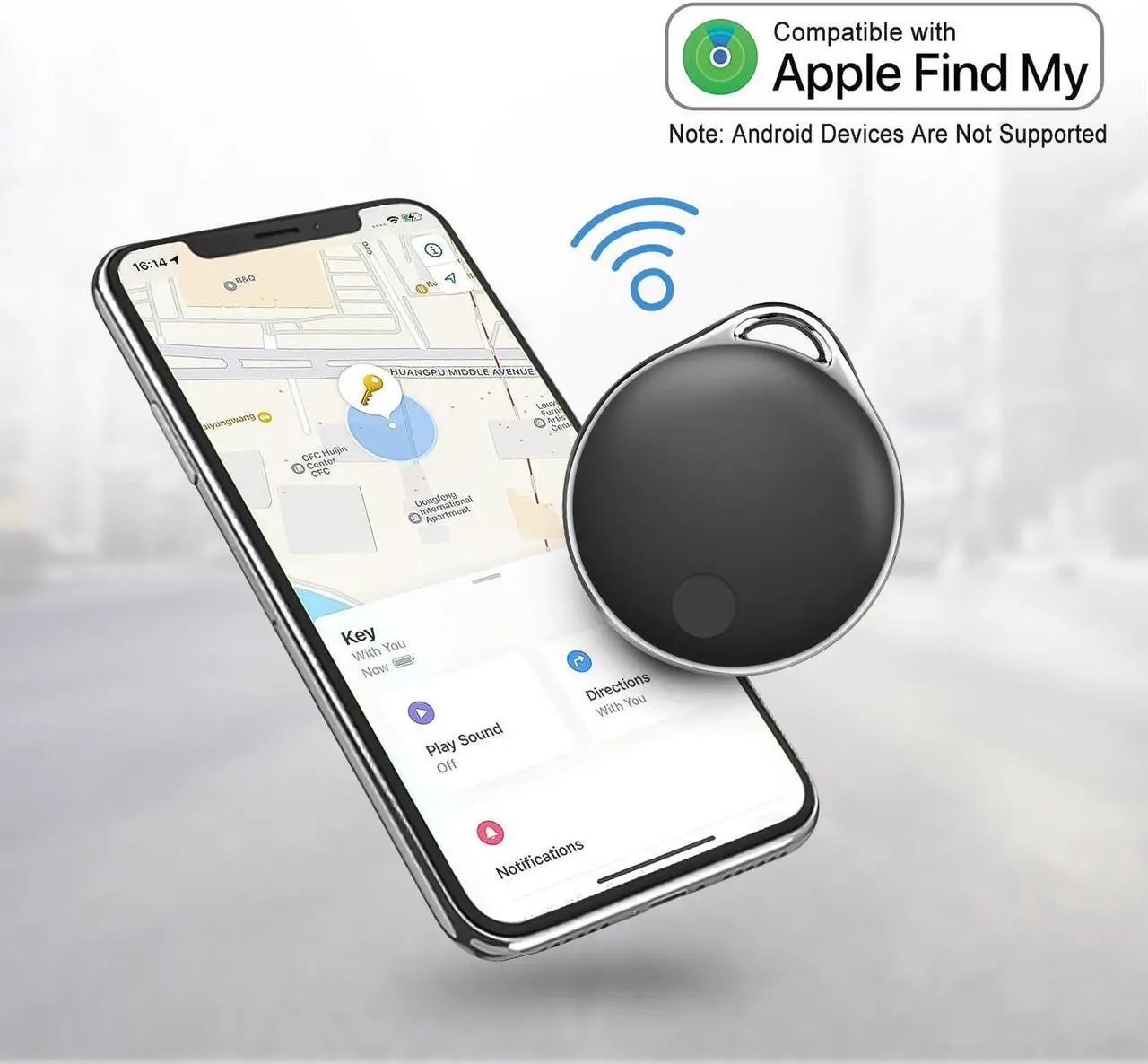 Main image of NIJITAG Smart Anti Loss Tracking  - Item Finders Key Finder Locator Tracker Device for Wallet, Keychain, Luggage, backpack, Cat, Dog, Pet etc. with Apple Find My app (iOS only) , GRAY