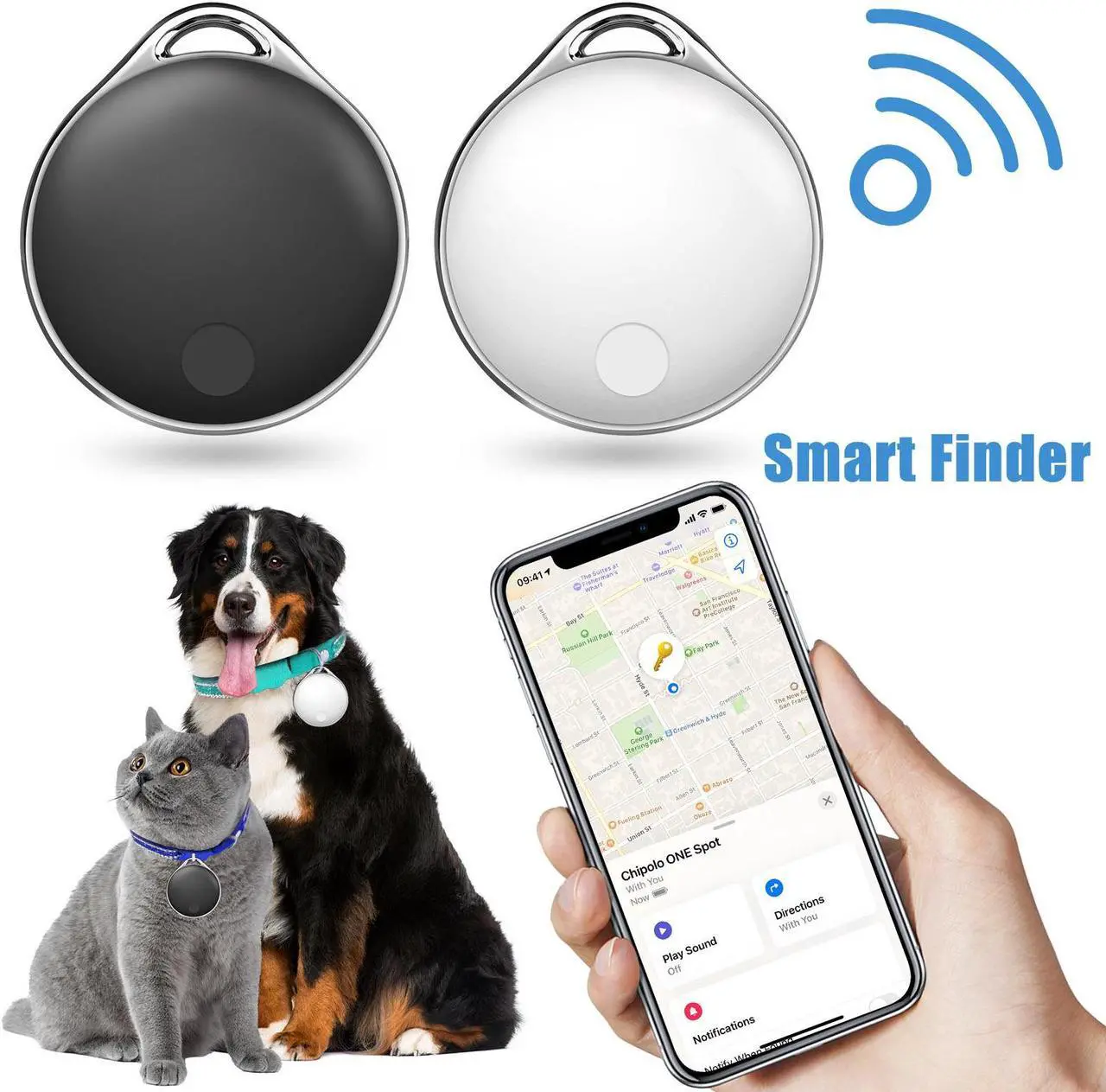 Alt view image 4 of 7 - NIJITAG Smart Anti Loss Tracking  - Item Finders Key Finder Locator Tracker Device for Wallet, Keychain, Luggage, backpack, Cat, Dog, Pet etc. with Apple Find My app (iOS only) , GRAY
