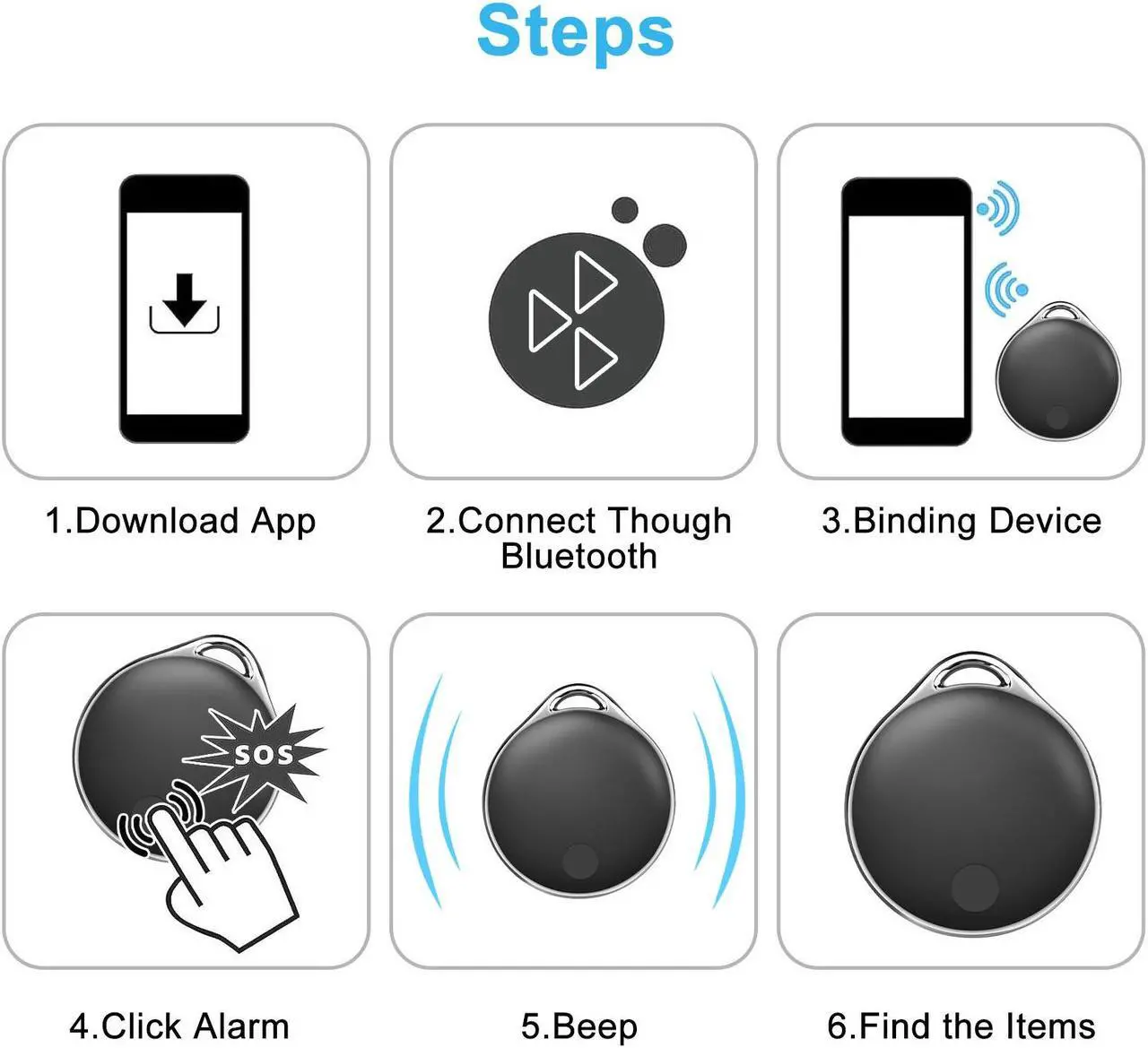 Alt view image 5 of 7 - NIJITAG Smart Anti Loss Tracking  - Item Finders Key Finder Locator Tracker Device for Wallet, Keychain, Luggage, backpack, Cat, Dog, Pet etc. with Apple Find My app (iOS only) , GRAY