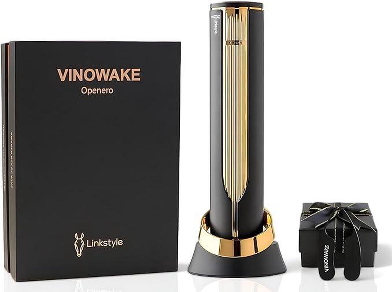 Main image of LINKSTYLE OPENERO Electric Wine Bottle Opener, Luxury Automatic Wine Corkscrew with Foil Cutter and Charging Base (Gold)