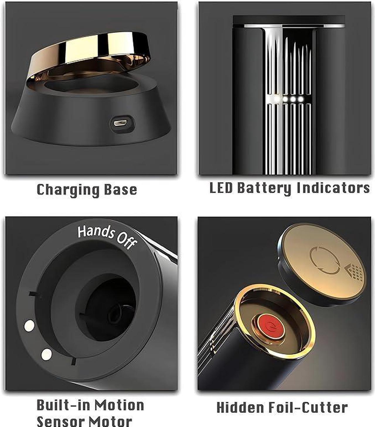 Alt view image 3 of 6 - LINKSTYLE OPENERO Electric Wine Bottle Opener, Luxury Automatic Wine Corkscrew with Foil Cutter and Charging Base (Gold)