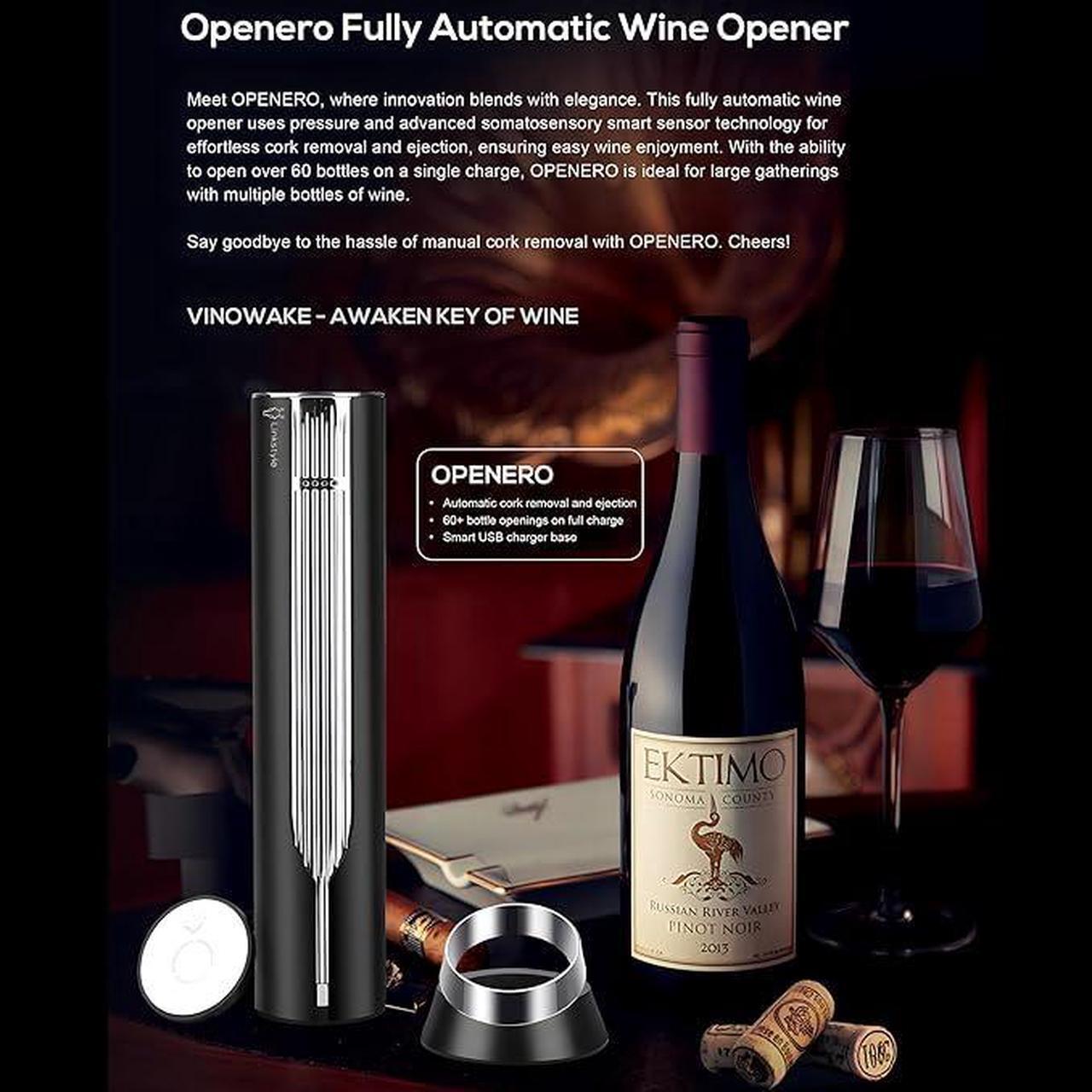 Alt view image 4 of 6 - LINKSTYLE OPENERO Electric Wine Bottle Opener, Luxury Automatic Wine Corkscrew with Foil Cutter and Charging Base (Gold)