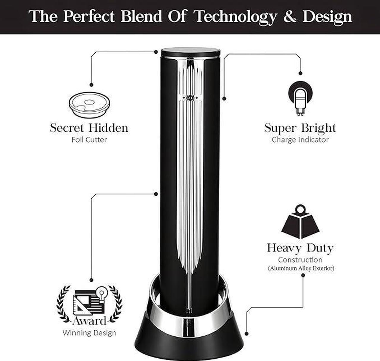 Alt view image 5 of 6 - LINKSTYLE OPENERO Electric Wine Bottle Opener, Luxury Automatic Wine Corkscrew with Foil Cutter and Charging Base (Gold)