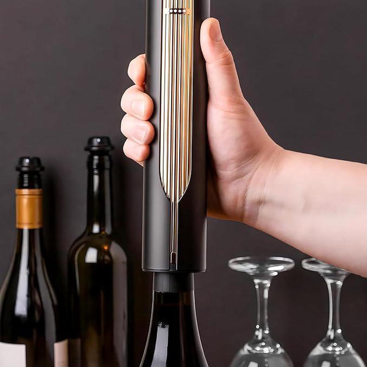 Alt view image 6 of 6 - LINKSTYLE OPENERO Electric Wine Bottle Opener, Luxury Automatic Wine Corkscrew with Foil Cutter and Charging Base (Gold)
