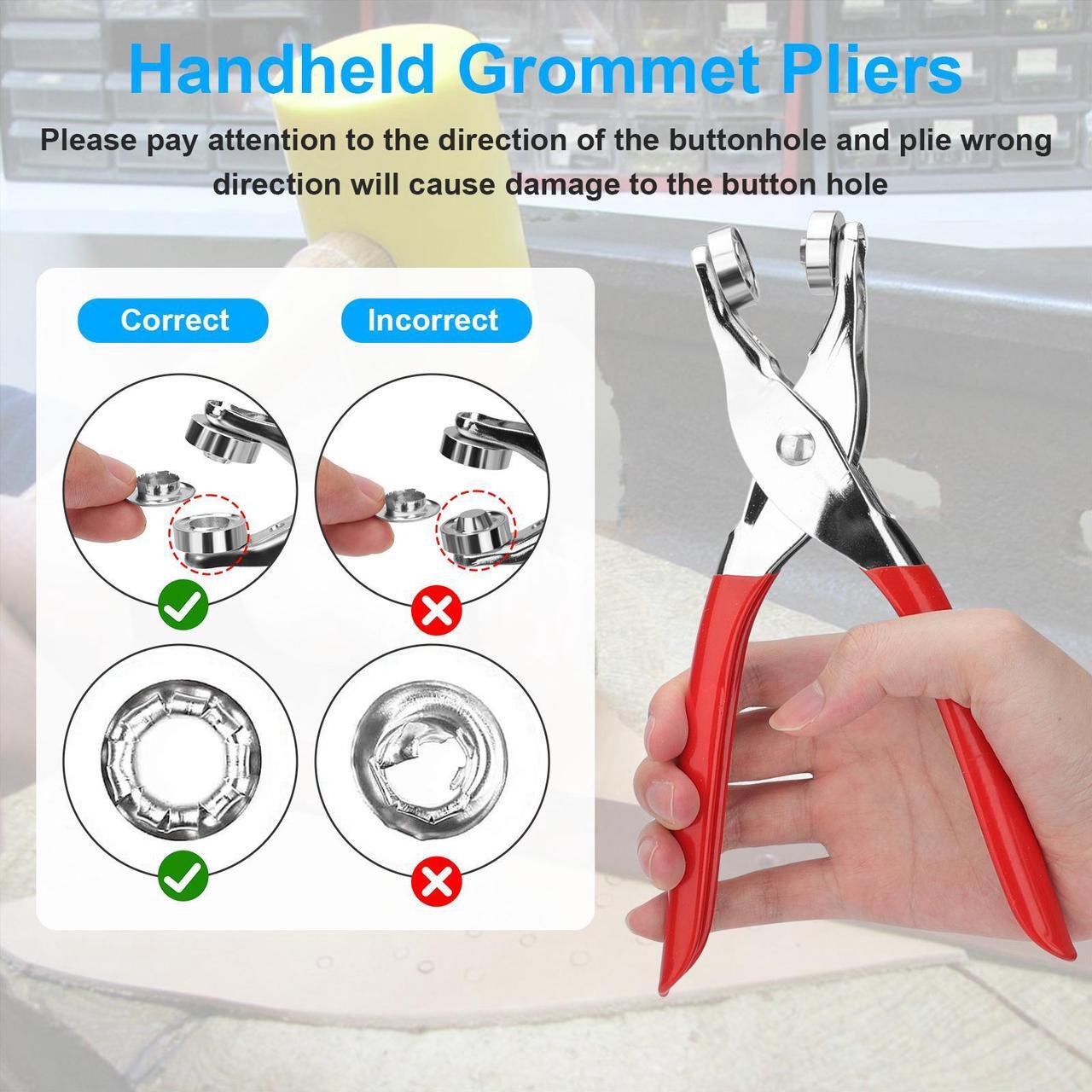 Alt view image 3 of 7 - 1/2 Inch Grommet Tool Kit - Leather Hole Punch Pliers ,150 Metal Eyelets in Gold and Silver for Leather, Shoes, Fabric, Belt , DIY Craft and Repairs