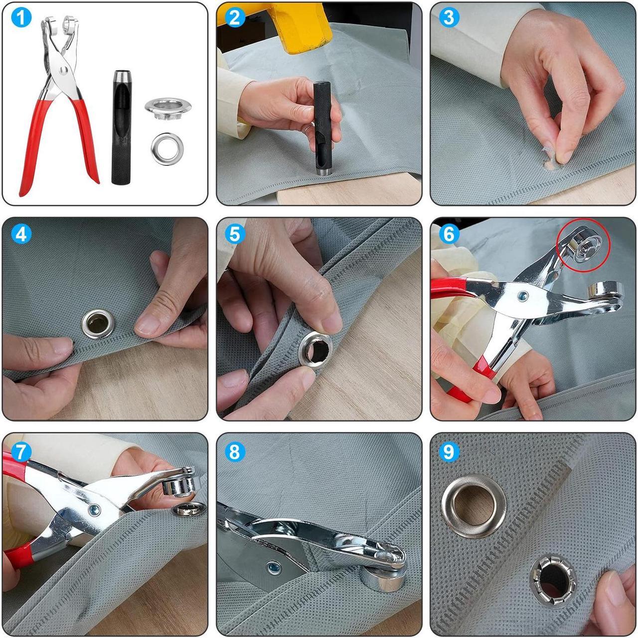Alt view image 2 of 7 - 1/2 Inch Grommet Tool Kit - Leather Hole Punch Pliers ,150 Metal Eyelets in Gold and Silver for Leather, Shoes, Fabric, Belt , DIY Craft and Repairs