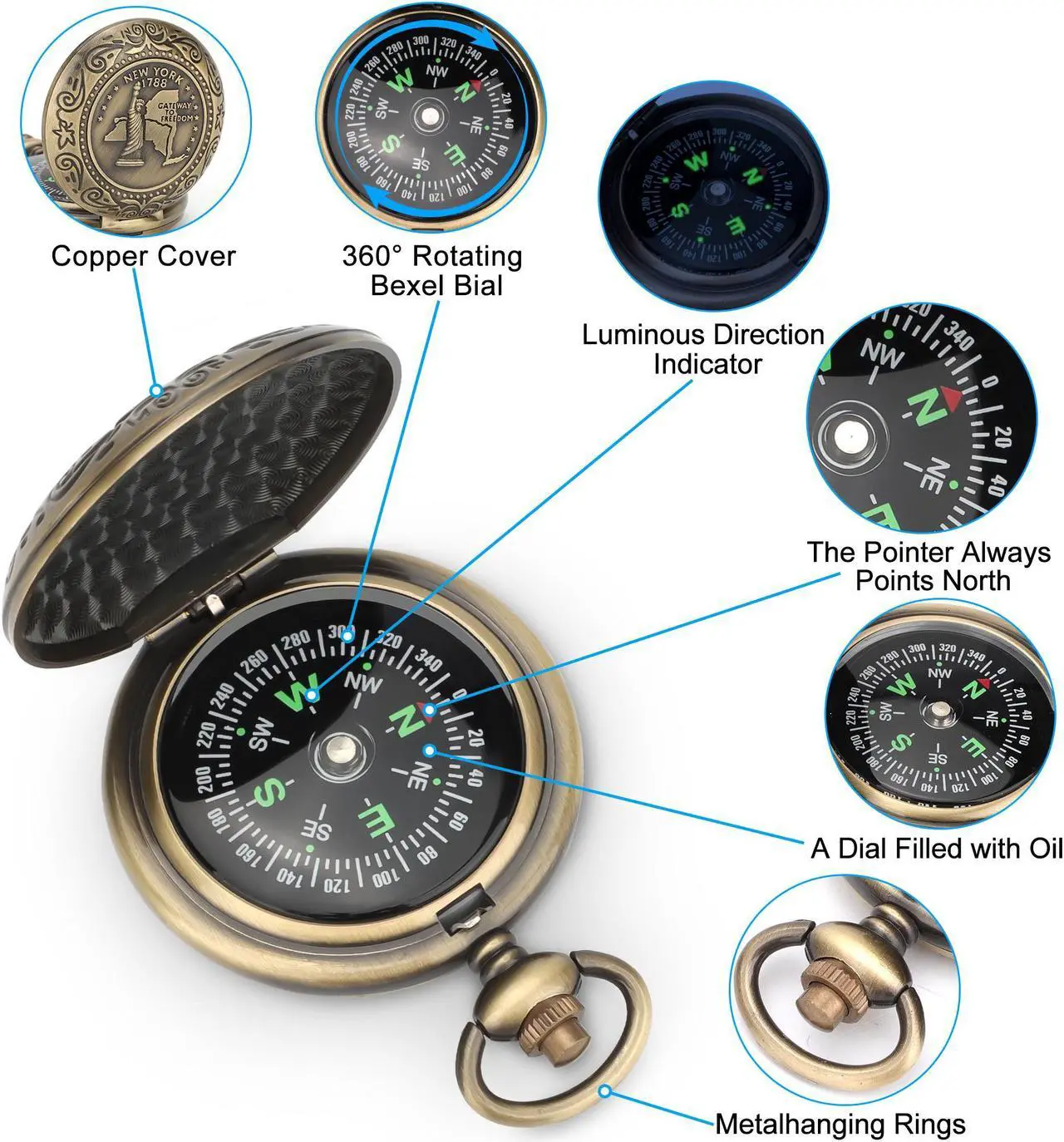 Alt view image 2 of 6 - Portable Pocket Compass - Compact and Durable Outdoor Navigation Tool- Ideal for gifting to friends, family, or colleagues