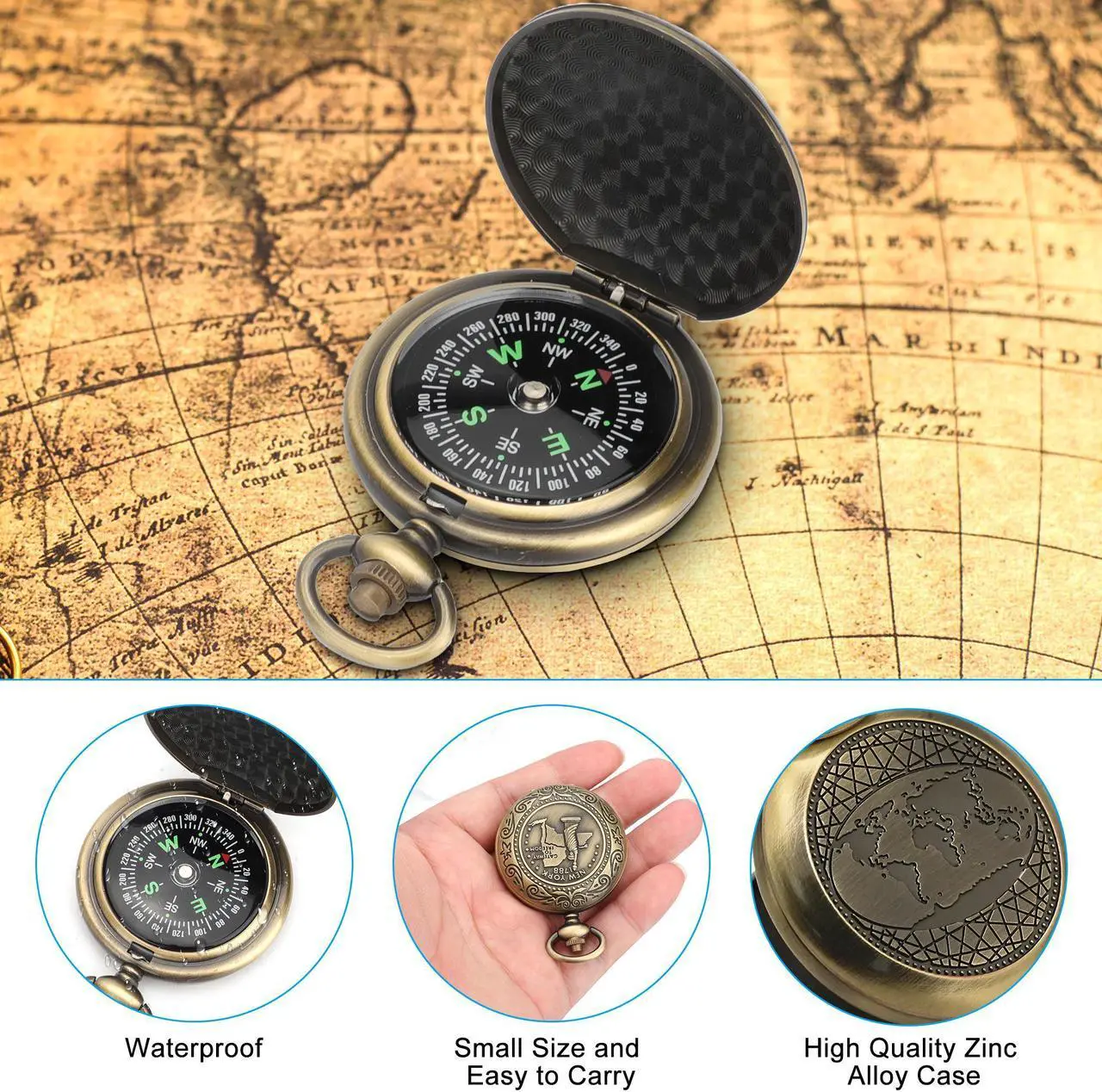 Alt view image 4 of 6 - Portable Pocket Compass - Compact and Durable Outdoor Navigation Tool- Ideal for gifting to friends, family, or colleagues