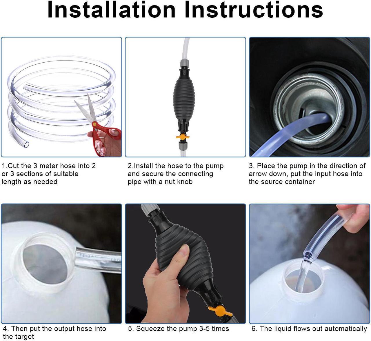 Alt view image 5 of 6 - 9.8FT Premium Syphon Pump Hose - Effortless Liquid Transfer for Vehicles, Boats, and Equipment ,Durable Hose for Gasoline, Diesel, Oil, Water,Leak-Free Design, Easy to Use,Ideal for Home and Professio